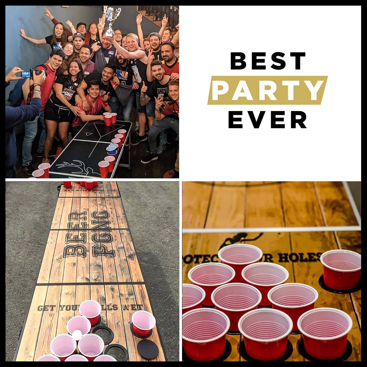 Beer Pong® - Table Officielle avec Trous pour Maintenir Les Cups - Pliable et Transportable avec Revêtement Etanche Anti-Rayures - Homologuée pour Tournois de Biere Pong - Jeu Apéro