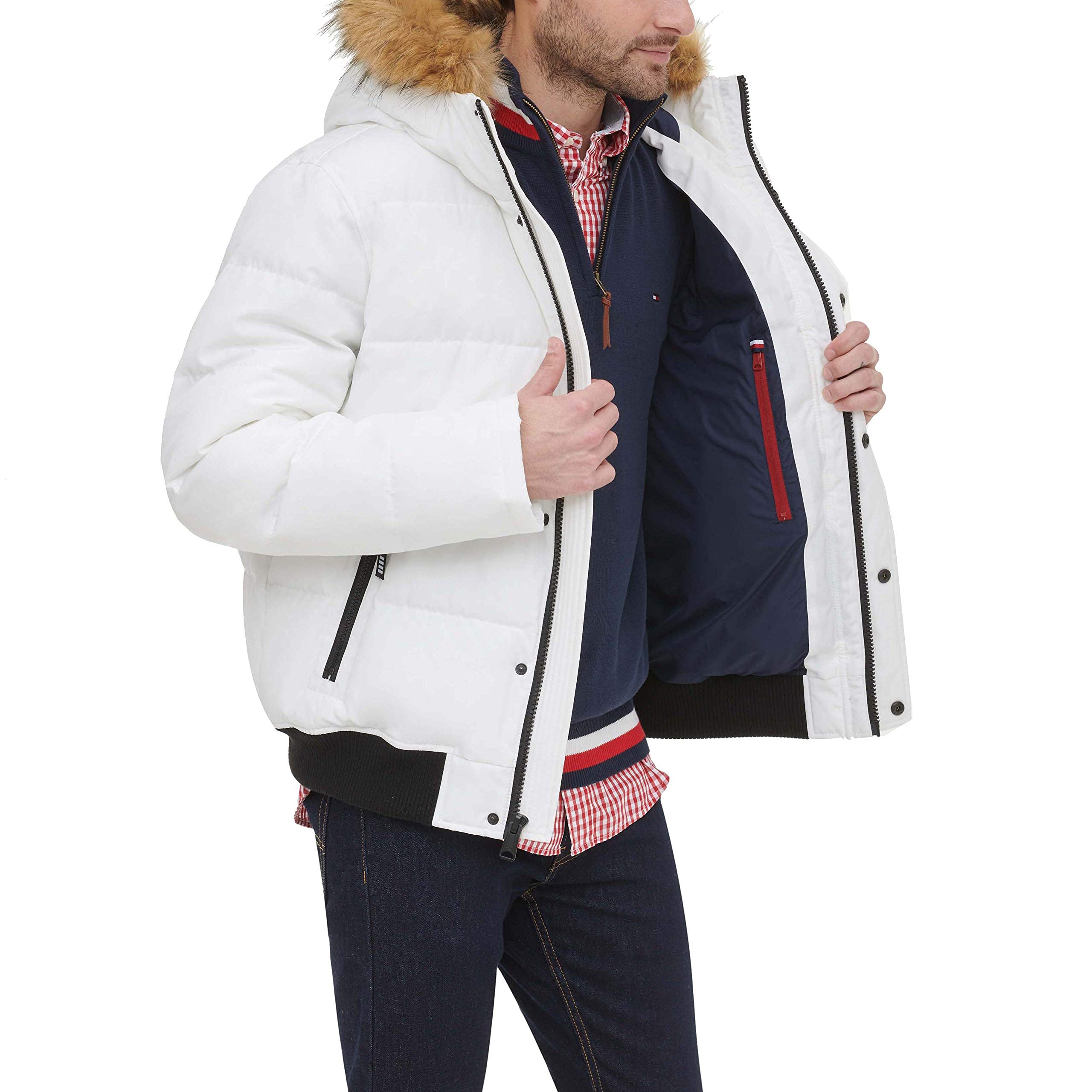 Tommy Hilfiger Chaqueta Bomber Acolchada de Tela Ártica con Cierre Frontal A Presión Snorkel Hombre (Pack de 1)