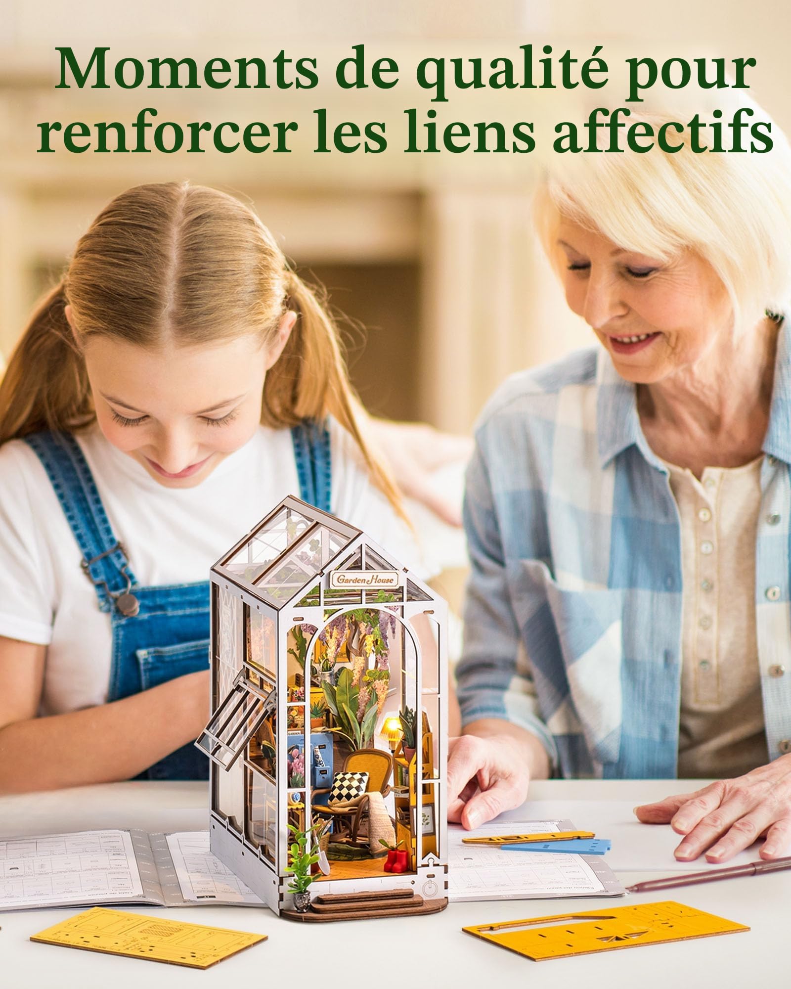 Rolife Book Nook Kit Maison Miniature à Construire Diy Maquette Adulte avec Lumières Décoration de Bibliothèque Livre Salon Booknook Puzzle 3D Bois Serre-Livres Diorama Idée Cadeau Femme