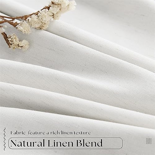 Miniatura 5 de Cortinas plisadas 100% opacas de lino para sala, con forro, ganchos de anillo y trabillas traseras para riel, cortinas térmicas de doble capa que