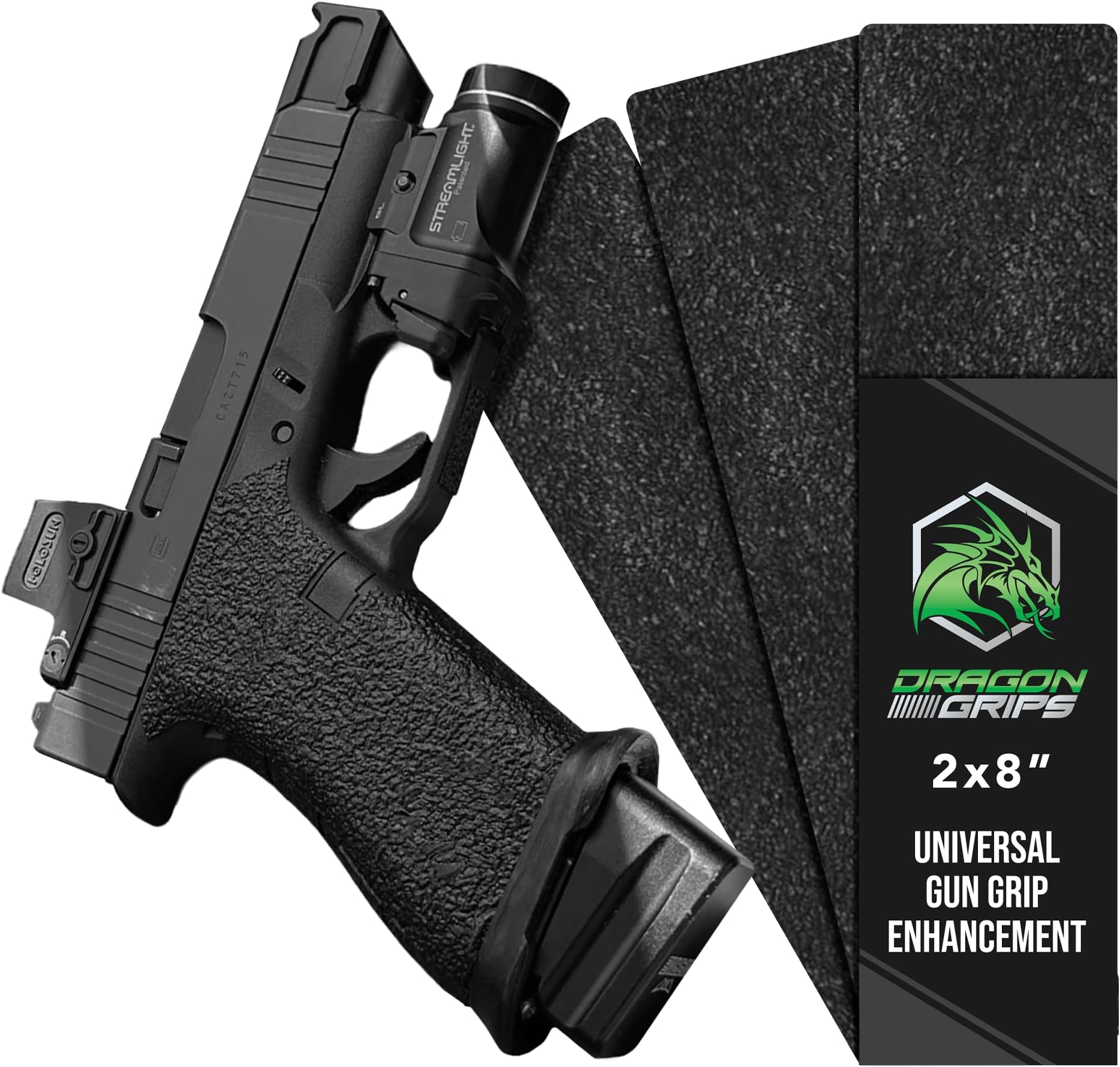 Dragon Grips Rubber Grip Tape for Guns, 1 Pack (3Pcs) Black Universal Non-Slip Tactical Gun Grip Tape for Pistols, Glocks, Rifles, Handguns, Knives and Tools, Made in the USA