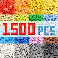 WYSWYG 1500PCS Bulk Building Bricks - Classic Blocks Compatible with Major Brands, 12 Colors 14 Shapes for Kids STEM Creativity