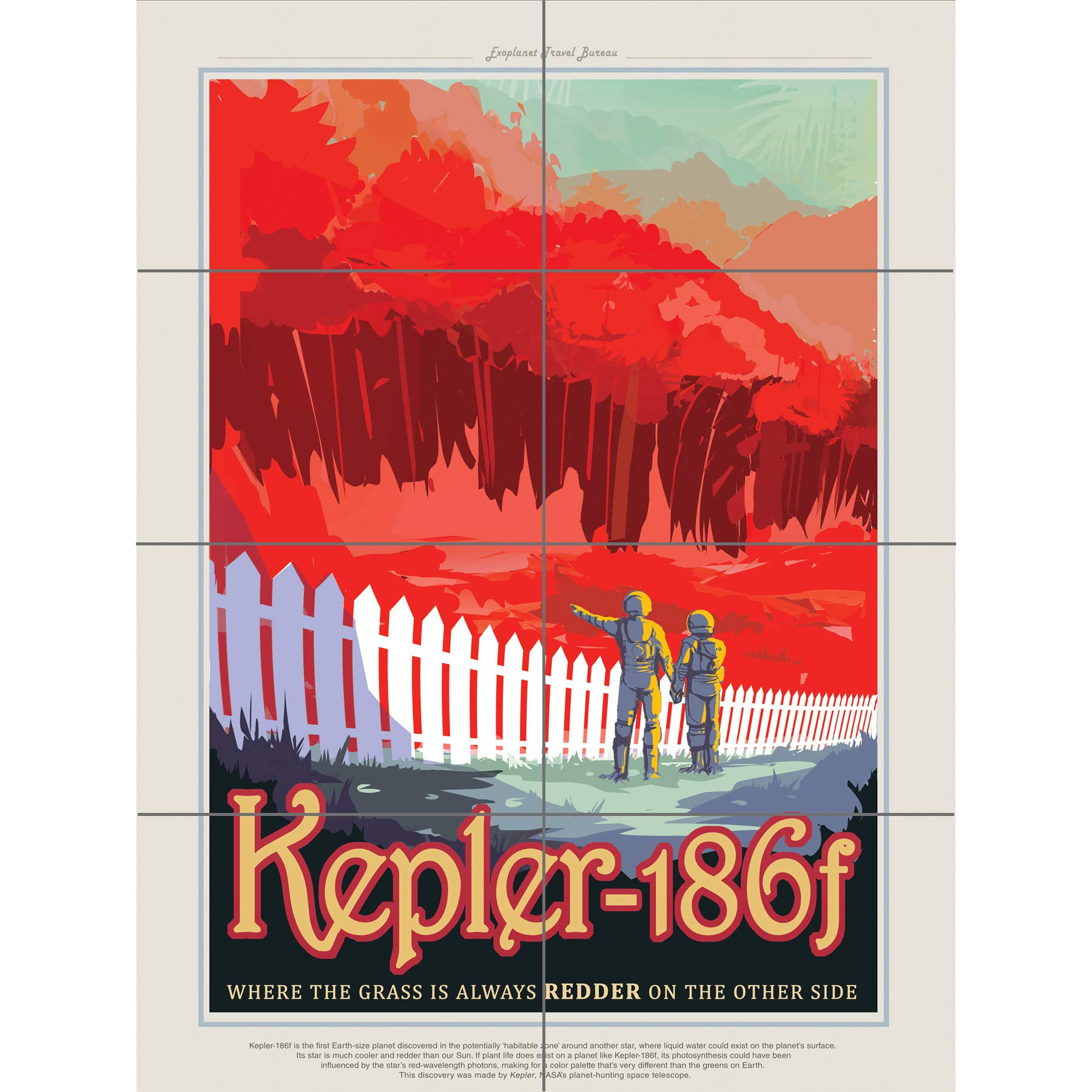 Artery8 Kepler-186f Grass Redder NASA Space Tours Travel XL Giant Panel Poster (8 Sections)
