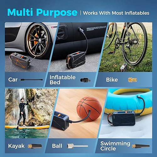 Miniatura 3 de Compresor de aire portátil para inflado de neumáticos, bomba de 150 PSI para inflado rápido de neumáticos, inflador inalámbrico de neumáticos de