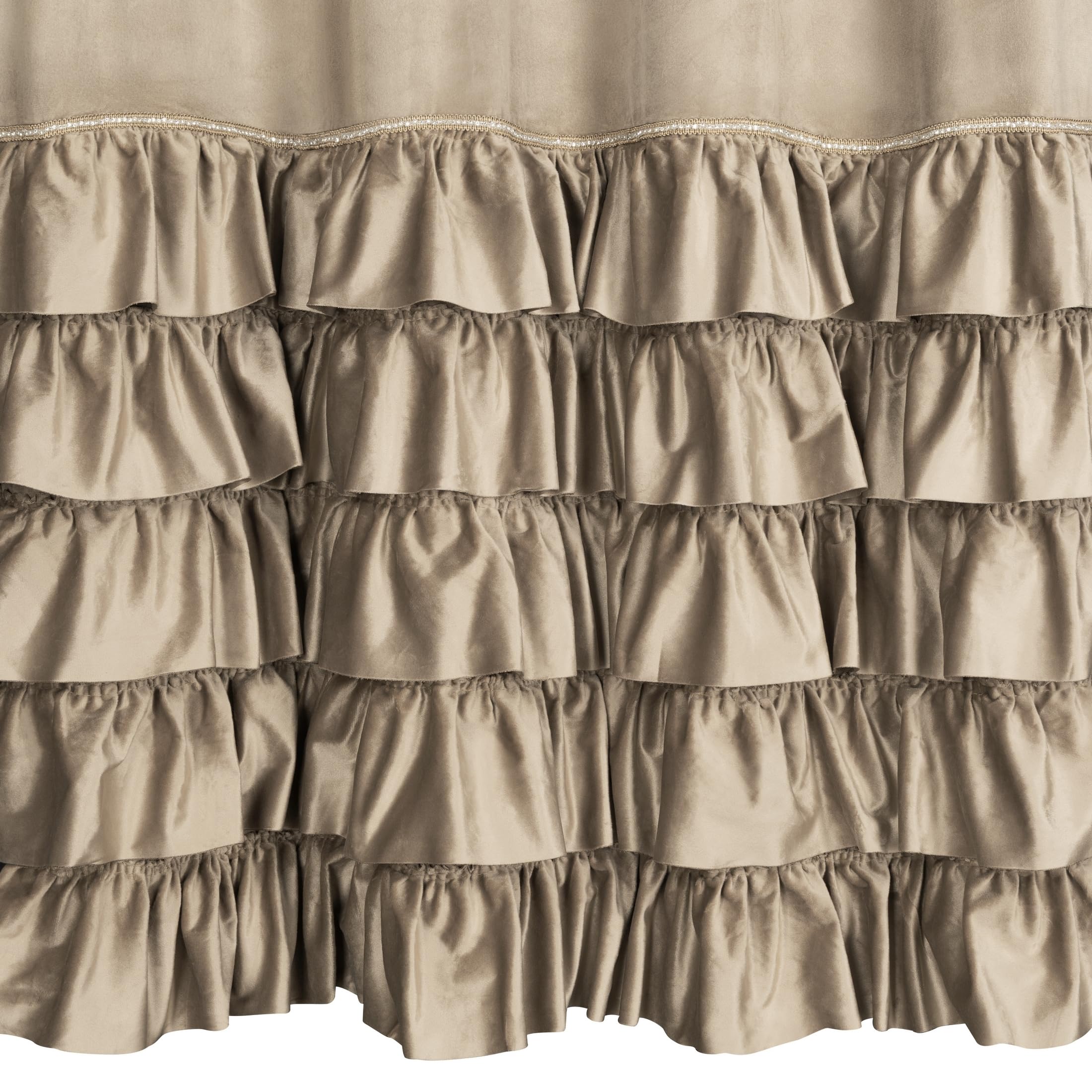 Eurofirany Carli Velvet Curtain with Ruffle Tape, 1 Piece, Opaque Blackout Curtain for Living Room Bedroom, 140 x 250 cm, Dark Beige - Image 4