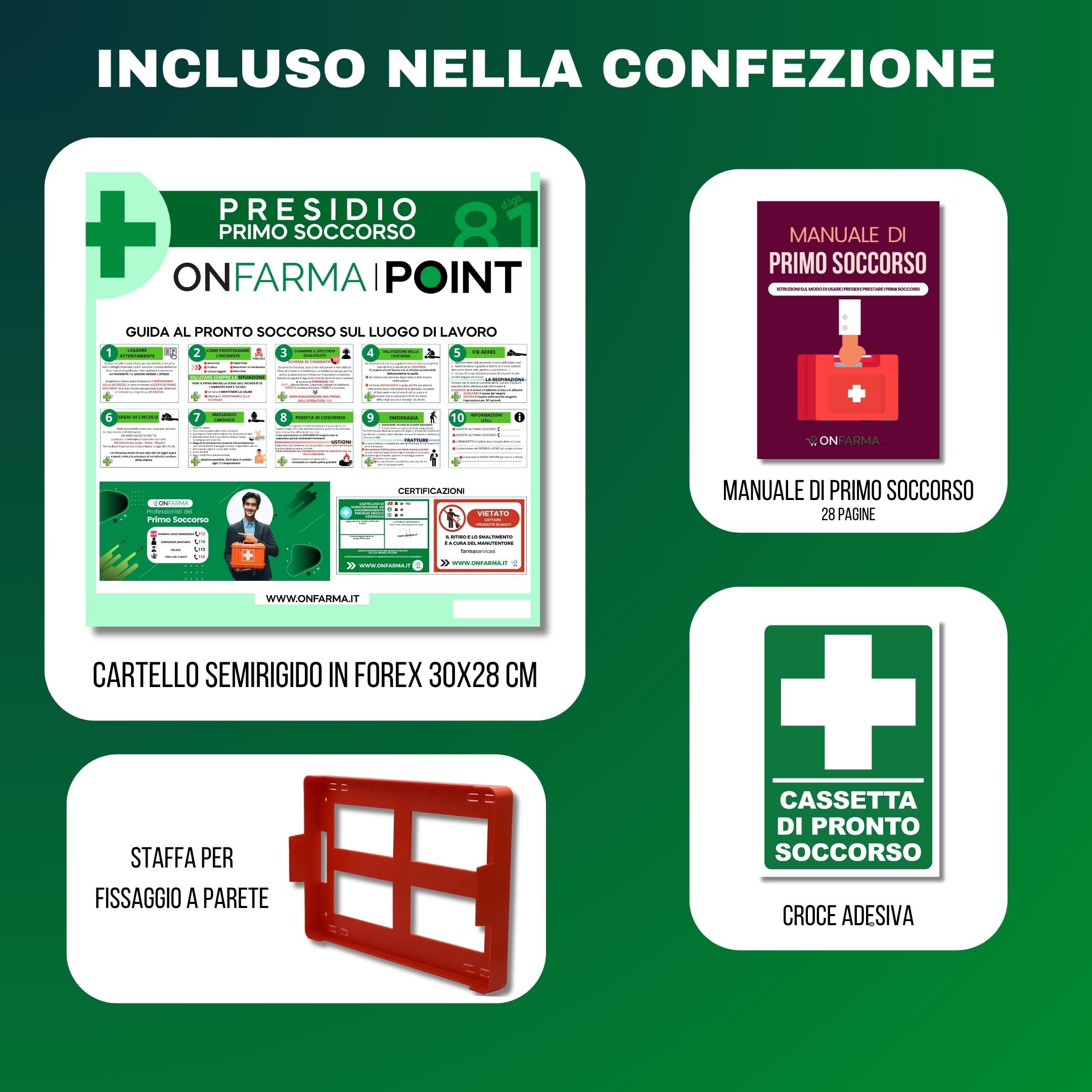 CASSETTA PRONTO SOCCORSO KIT MEDICAZIONE - Conforme D.M. 388 - A norma di legge per aziende (3 o più lavoratori DM 388 Gr. AB)