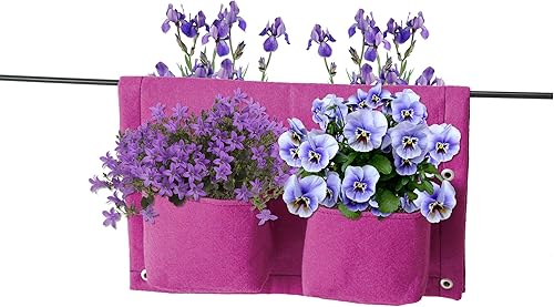 Miniatura 5 de VegTrug RPLG4001USA - Maceta de fieltro para balcón, 4 bolsillos, color verde lima, 3 rieles