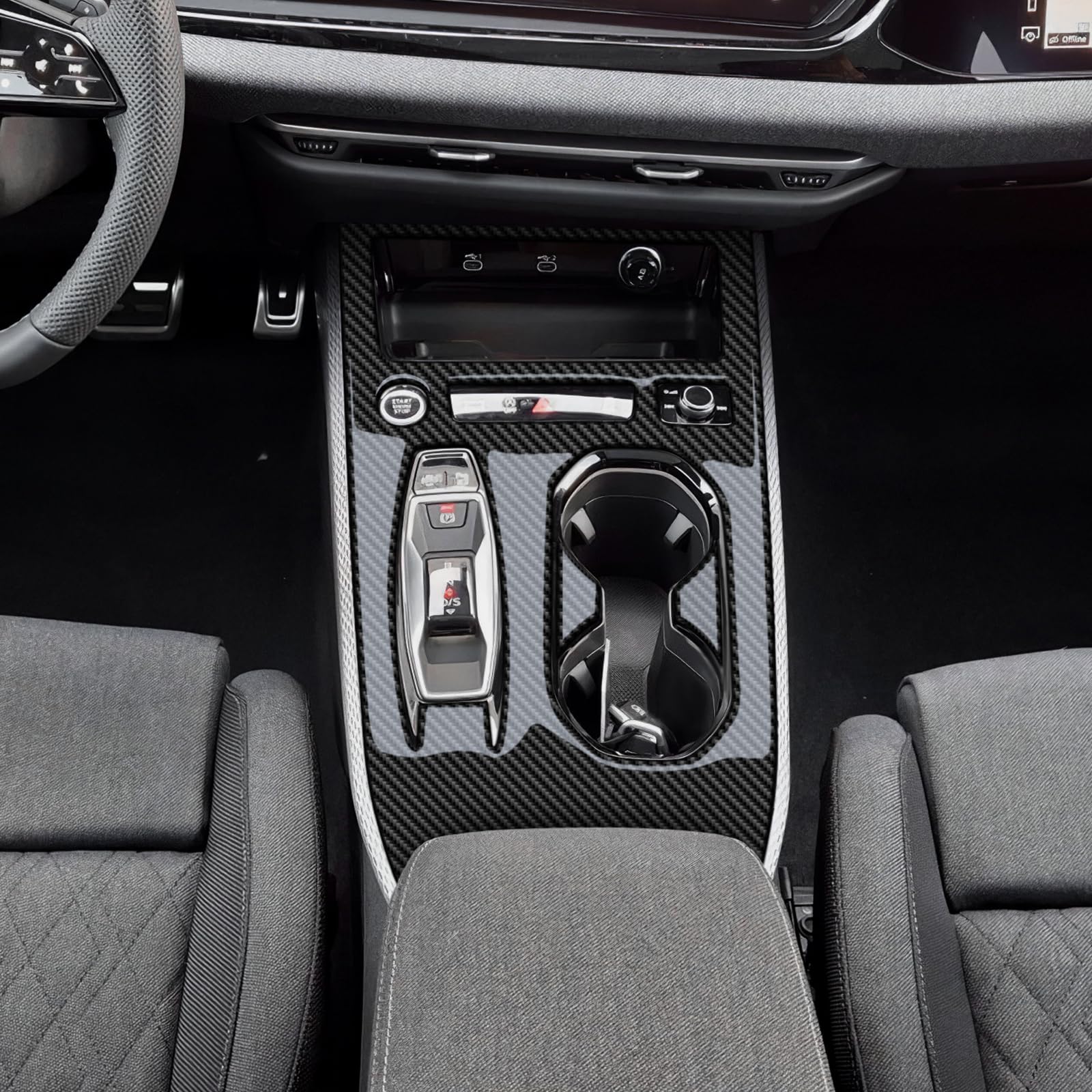 KUNGKIC Für Audi A5 S5 B10 A6 e-tron 2025 2026 Kohlefaser Auto Schalttafel Abdeckung Getrieberahmen Gangschaltung Paneel Innenraum Dekorative Zubehör,Automatikgetriebe