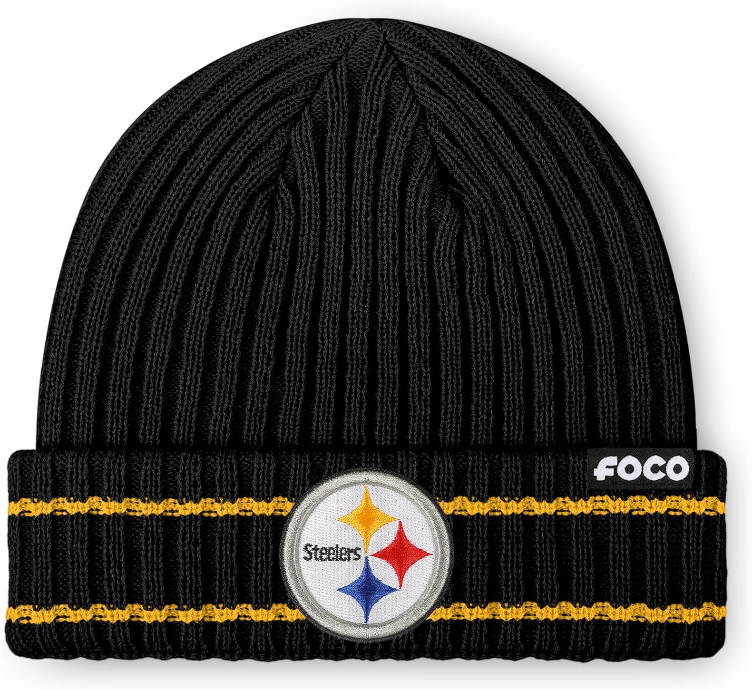 FOCO NFL Mens NFL Team Logo Ribbed Beanie Hat