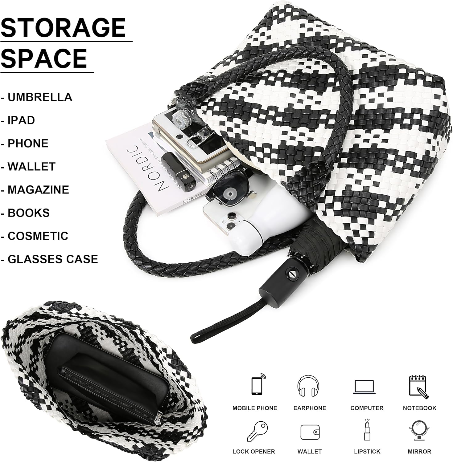 Queenoris Shoulder Bags for Women, Fashion Purses and Handbags Top Handle Vegan Leather Shopper Satchel Large Travel Tote Bag - Image 4