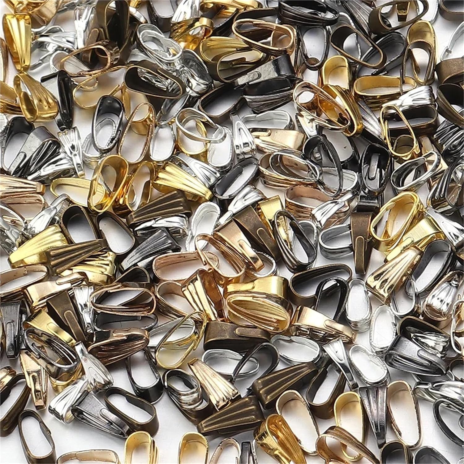 Pendant Clasp for Necklace 200pcs Pendant Clips Pinch Bail Clasp Connectors Hooks for Jewelry Making Finding Accessories Supplies(Bronze,2x6mm)