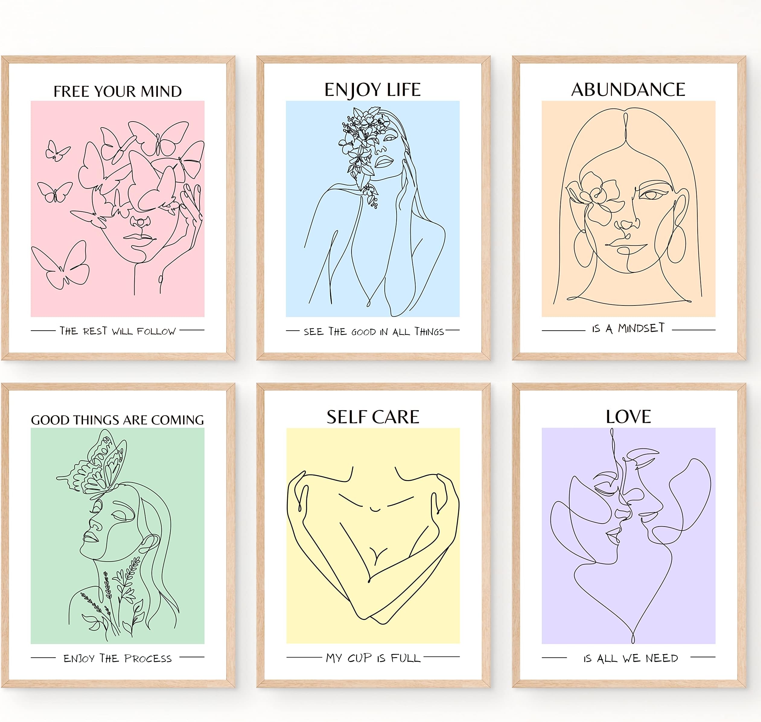 JUJU'S VIBES Pastel Danish Room Decor - Aesthetic Wall Art for Women, Teen - Wall Collage Pictures Prints, Cute Posters Clean Girl for Bedroom, College Dorm Apartment - 8x10 Set of 6 UNFRAMED.