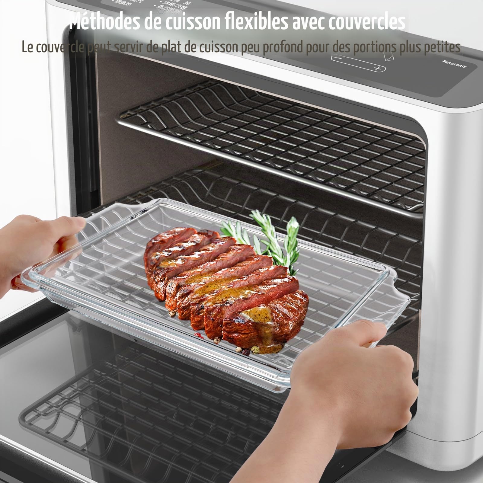 Plat à four rectangulaire 2 l avec couvercle en verre - 29 x 20 x 9 cm - Plat à lasagnes - Récipient de conservation en verre pour rôtir, four, cuisinière électrique, plat à gratin résistant à