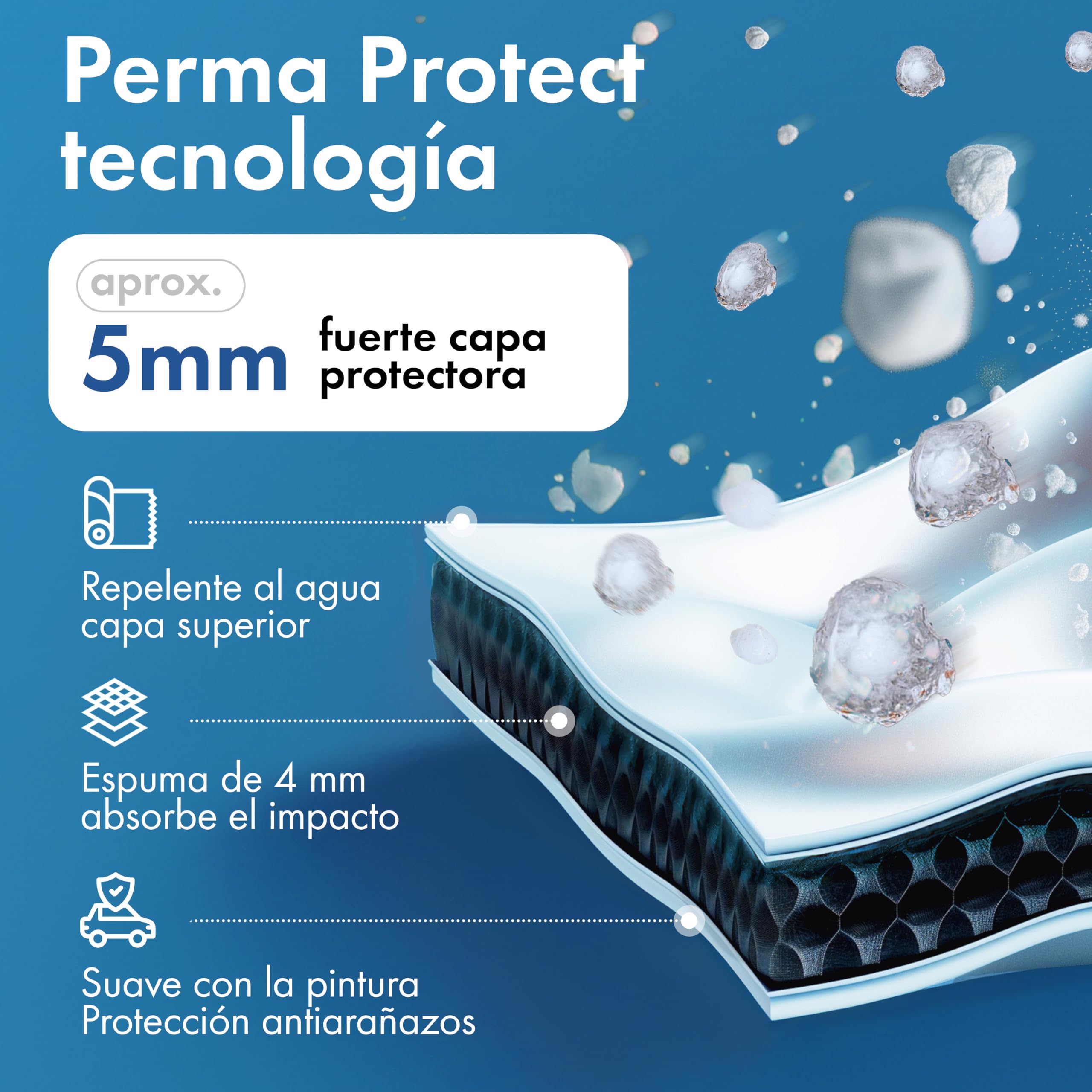 WALSER Funda antigranizo para Coche, Funda Protectora antigranizo, Cubierta Impermeable para Coche, Cubierta Completa Exterior, Protector Auto L Longitud MAX. 426-525 cm