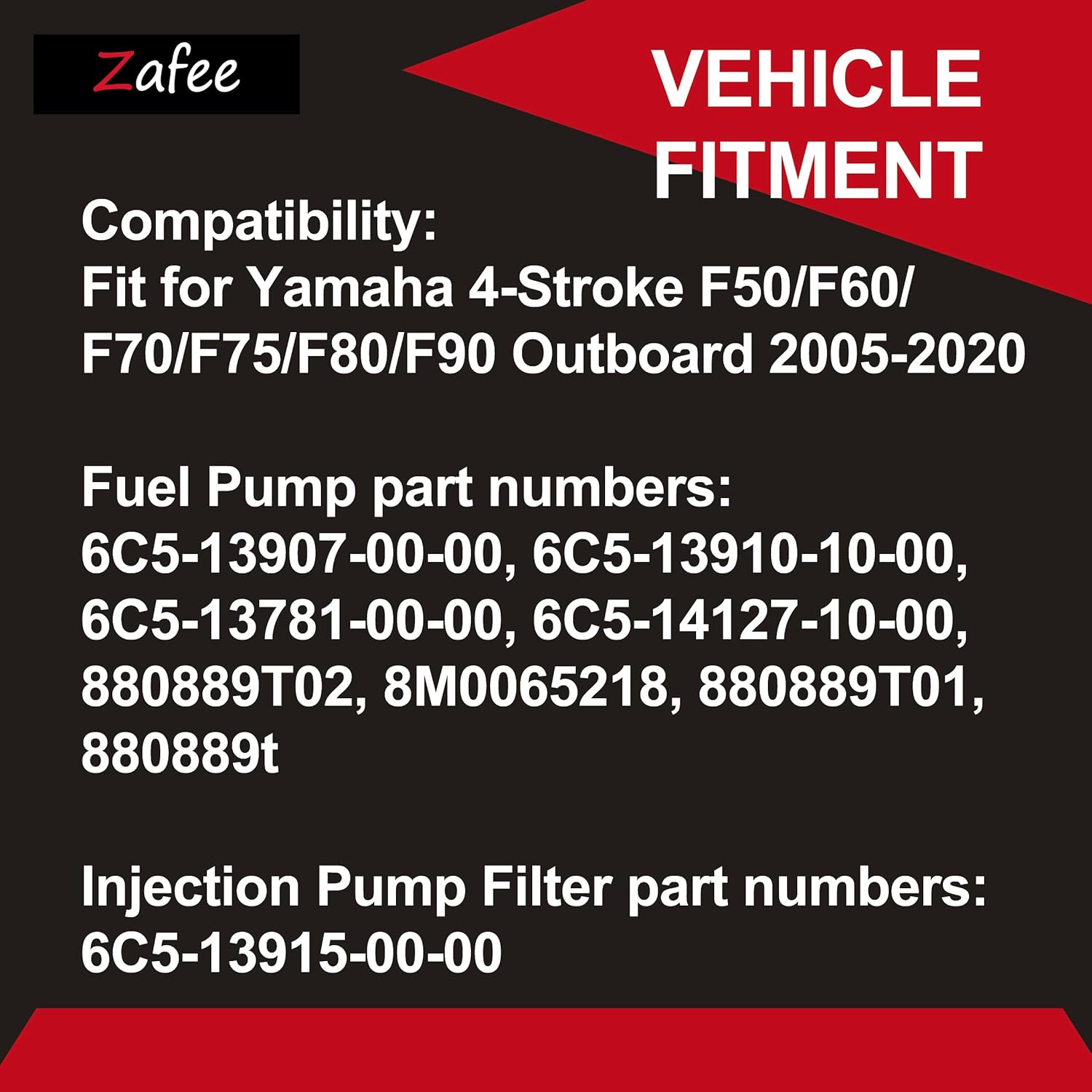 6C5-13907-00-00 6C5-13910-10-00 Fuel Pump Kit Fit for Yamaha 4-Stroke F50/F60/F70/F75/F80/F90 HP Outboard 2005-2020 Replace 880889T