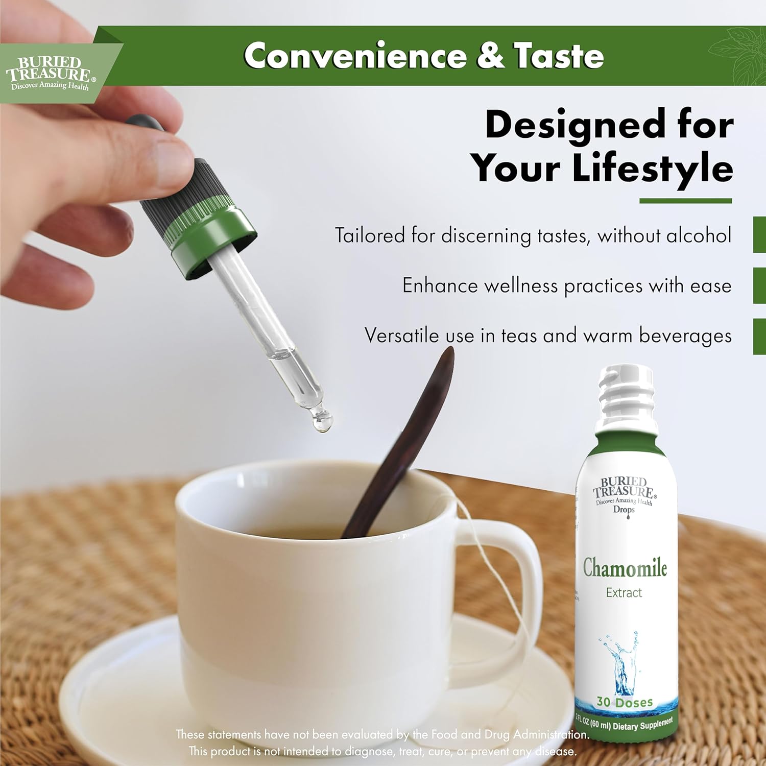 Buried Treasure Chamomile Drops – 30 Servings, 2oz, Liquid Herbal Calm Supplement for Relaxation Support, No Sugar Added - Image 4