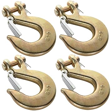 LANIAKEA 4Pack 3/8 Inch Clevis Slip Hook, Heavy Duty Forged Steel Safety Hook with Latch, G70 Tow Chain Wrecker Truck Trailer Tie Down, 24,000 lbs Capacity