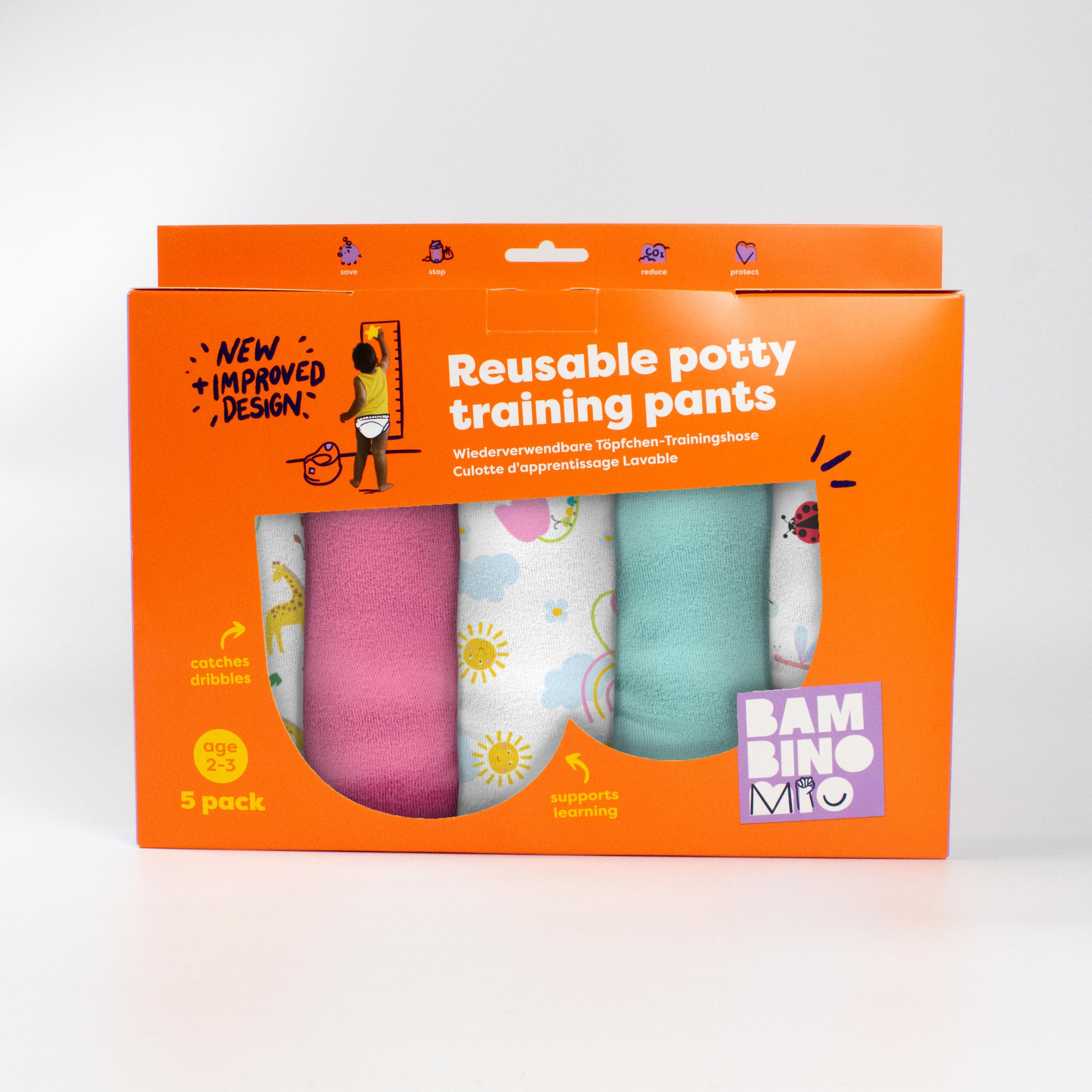 Bambino Mio MEILLEURES Lot de 5, Culotte Apprentissage propreté (FÊTE AU JARDIN / 2 à 3 ans) Fille Garcon, Coton rembourrées pour bébé Propreté Enfant Doux Lavable