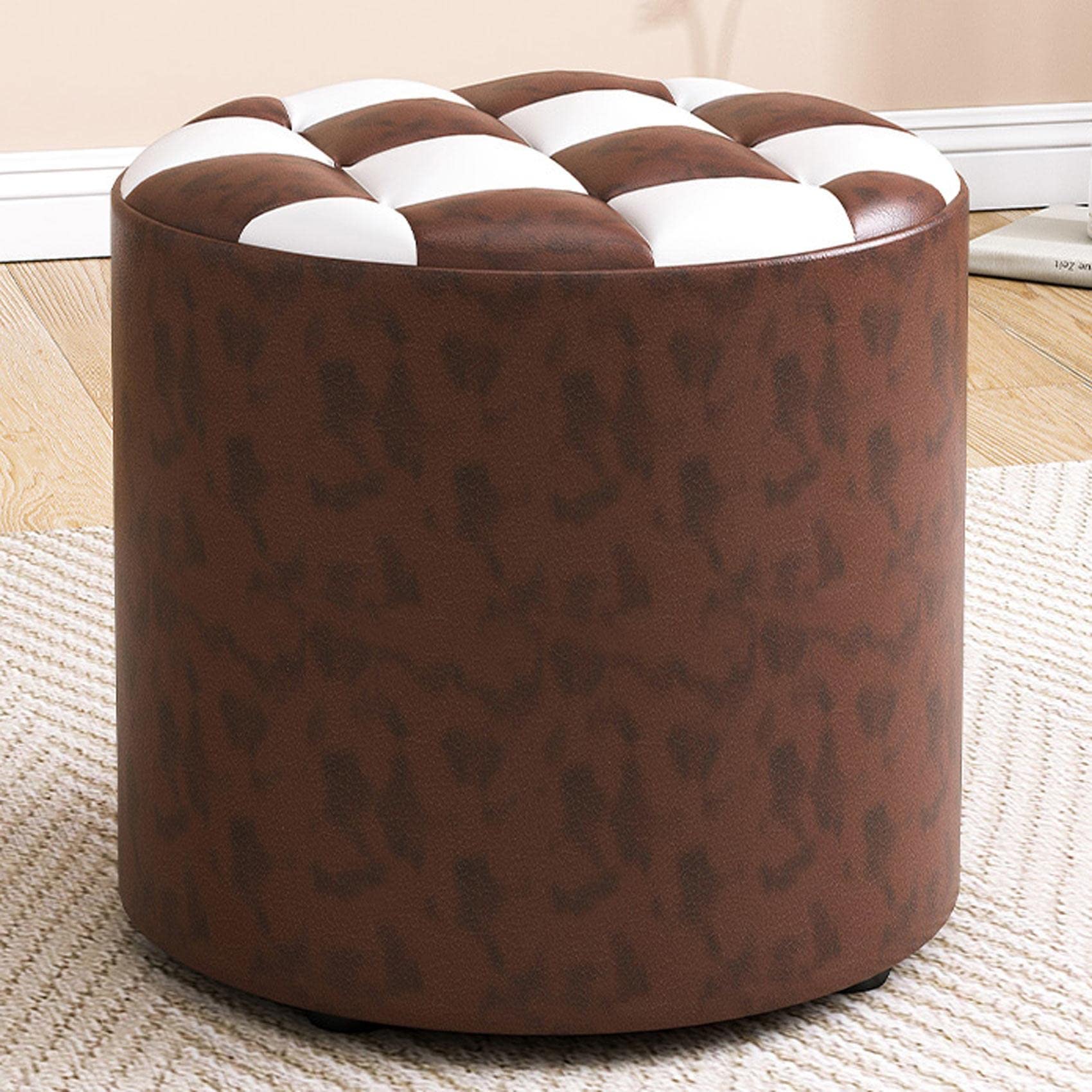 Pouf en cuir pour chambre et coiffeuse avec motif léopard chic