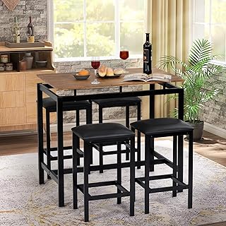 ModernLuxe Bar Table Set,4 Bar Stools, Kitche...,