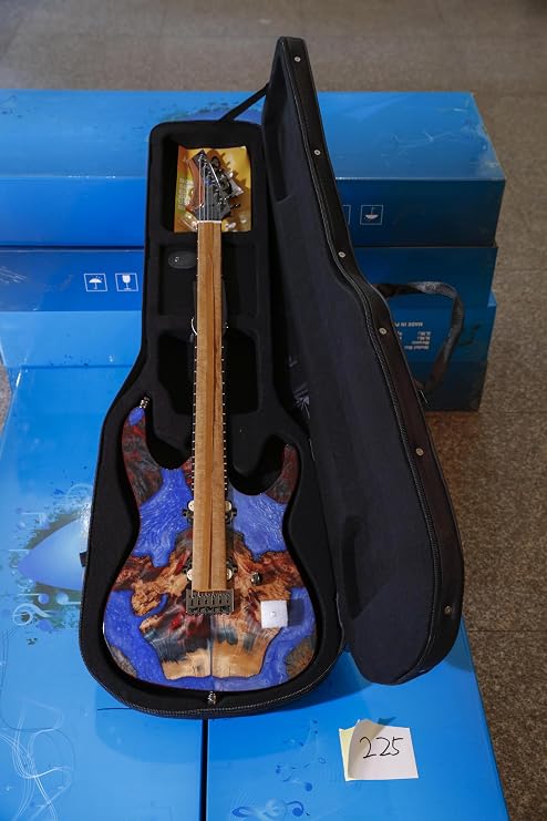 Leo Jaymz Electric Guitar Monsoon Deluxe Series, Reverse Headstock, Burl Top, Mahogany Body, Roasted Maple Neck, Rosewood Fretboard, Case and Capo(BC-2003-225)