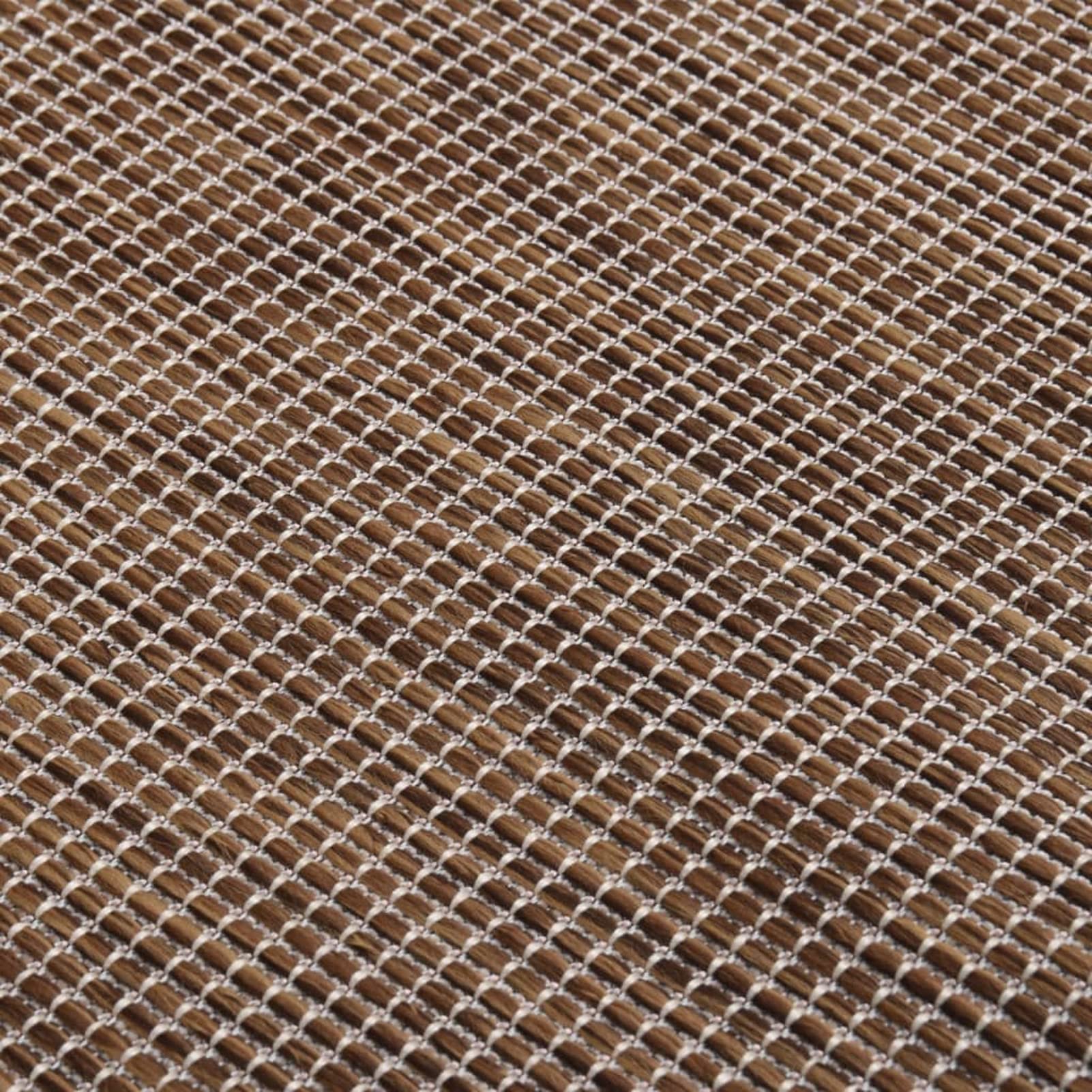 Dywan zewnętrzny z płaskim splotem 80 x 250 cm brązowy, zmywalny dywanik zewnętrzny, odporny na warunki atmosferyczne i promieniowanie UV, do balkonu, tarasu-340786