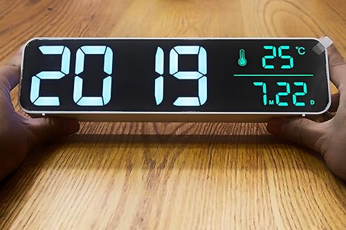 Miniatura 2 de (marco blanco con pantalla blanca y verde) Reloj despertador de música LED de 10.3 pulgadas, pantalla nítida de alto contraste, montaje en