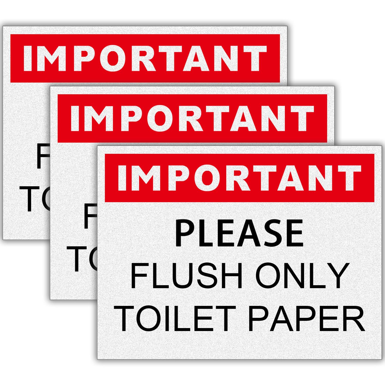 Do Not Flush Sign for Bathroom, Self-adhesive Do Not Flush Anything Except Toilet Paper Sign, 3 Pack 6x4.5" Decals Reflective Waterproof Sticker,