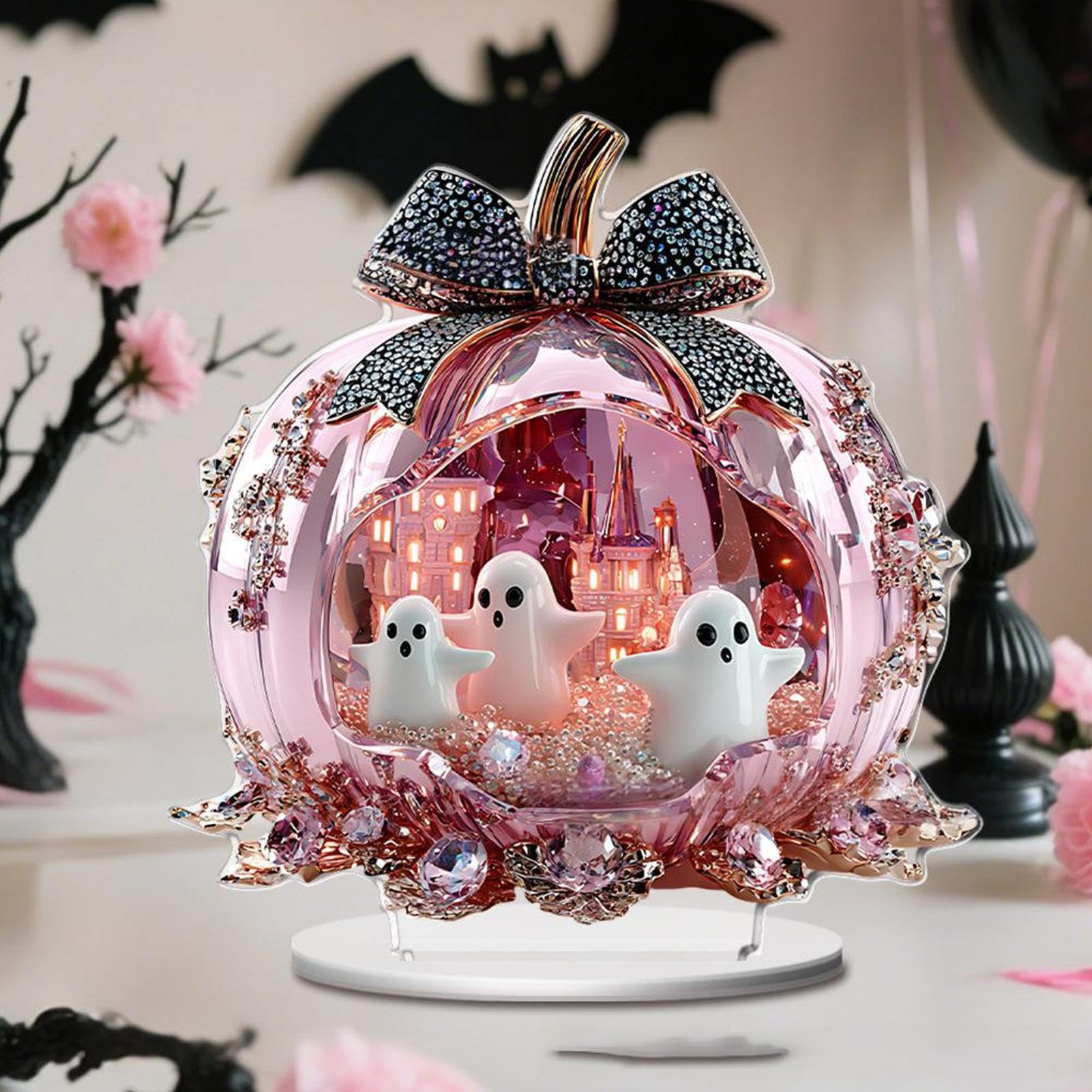 Artykuły na Halloween, szerokie zastosowanie, 1 zestaw, płaskie akrylowe eleganckie ozdoby z dyni, dekoracje na Halloween, przyciągające wzrok, do jadalni, domu, salonu, na biurko