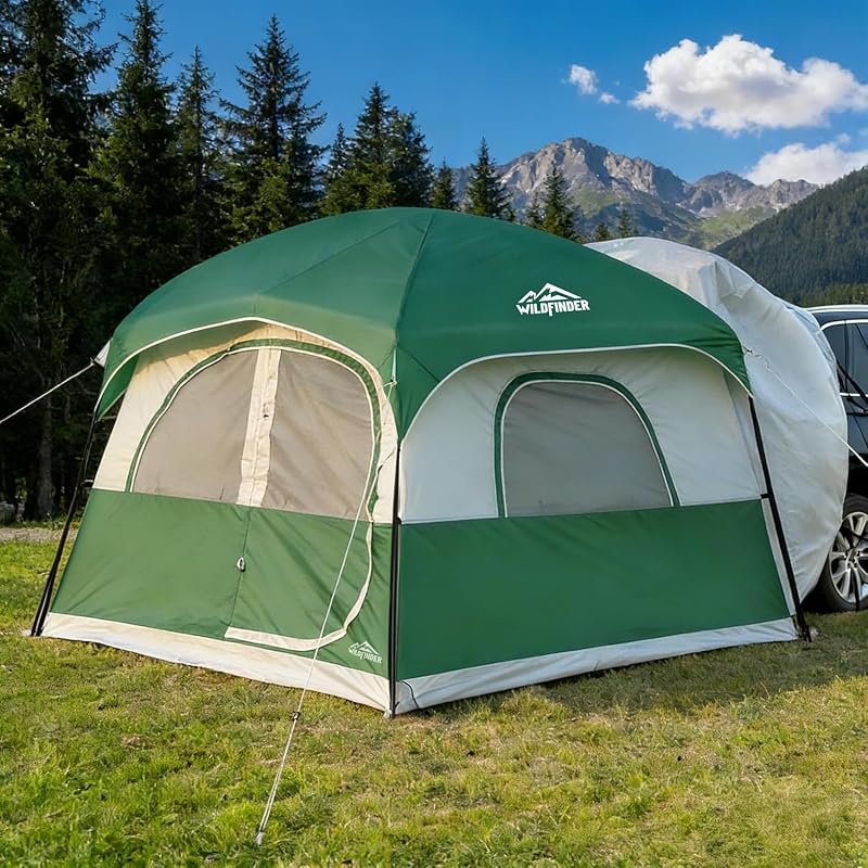 WildFinder SUV Tent, Car Tents for Camping, Universal SUV Tailgate Tent | 10x9ft Large, PU3000 Waterproof, Camping Tent Universal Compatible with SUV, CUV, Easy Setup Standalone Shelter for Outdoor