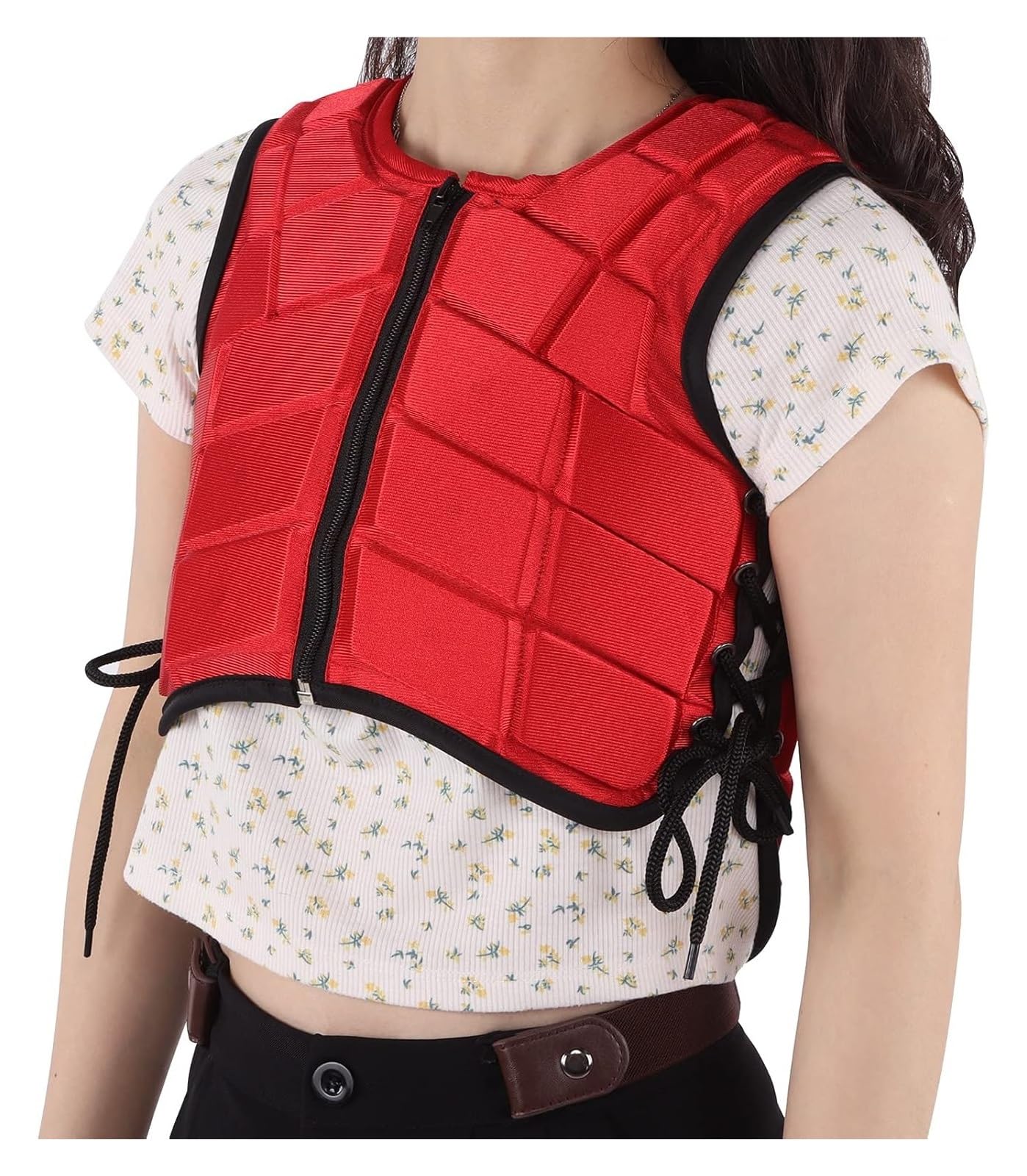 Ecuestres chaqueta protectora chaleco， Chaleco ecuestre, chaleco de seguridad for montar a caballo, equipo de protección acolchado de espuma de nailon, chaleco rojo for niños(CS)