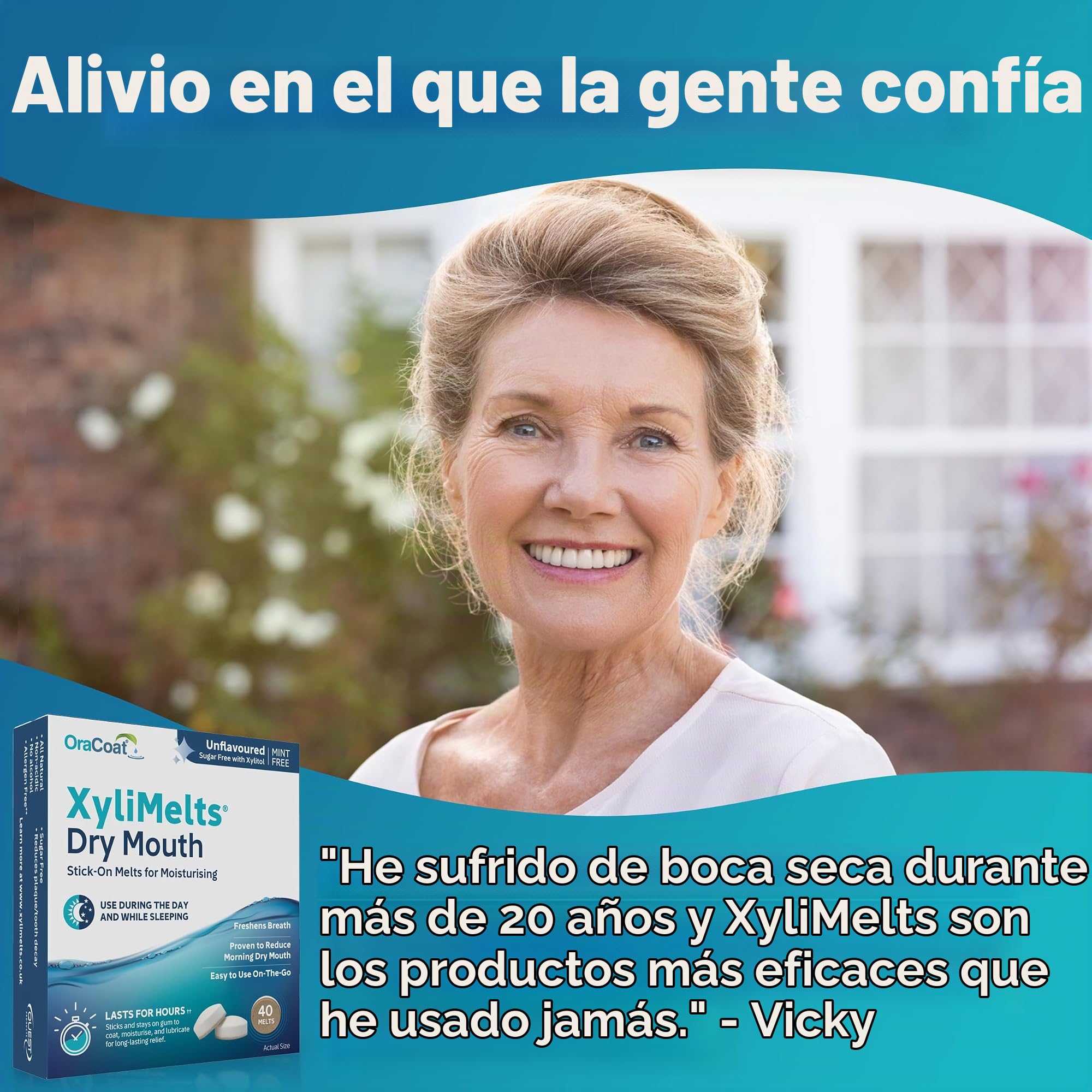 OraCoat XyliMelts 80 pastillas adhesivas contra la sequedad bucal, discretas, se pueden utilizar mientras se duerme, vegano, sin menta