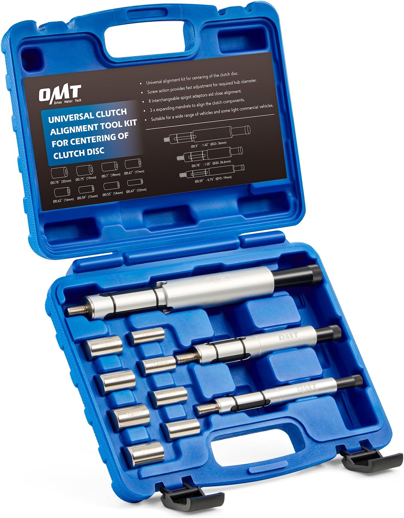 Clutch Alignment Tool Kit, 11pc Universal Clutch Centering Tool Set for Clutch Disc Alignment, Heavy Duty Metric Clutch Plate Alignment Tools with 3 Spindles for Car Light Truck SUV