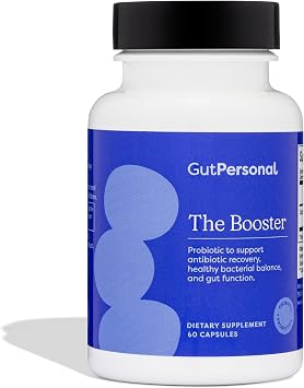 GutPersonal The Booster Targeted Probiotic for Gut Health Boost Good Bacteria, Reduce Bad Bacteria, and Support The Immune System with 5 Billion CFU Saccharomyces Boulardii, Capsules, 60 Servings