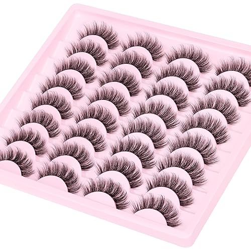 Miniatura 7 de Pestañas naturales finas y esponjosas, pestañas postizas de visón, pestañas postizas de volumen, paquete de 16 pares de pestañas con banda de