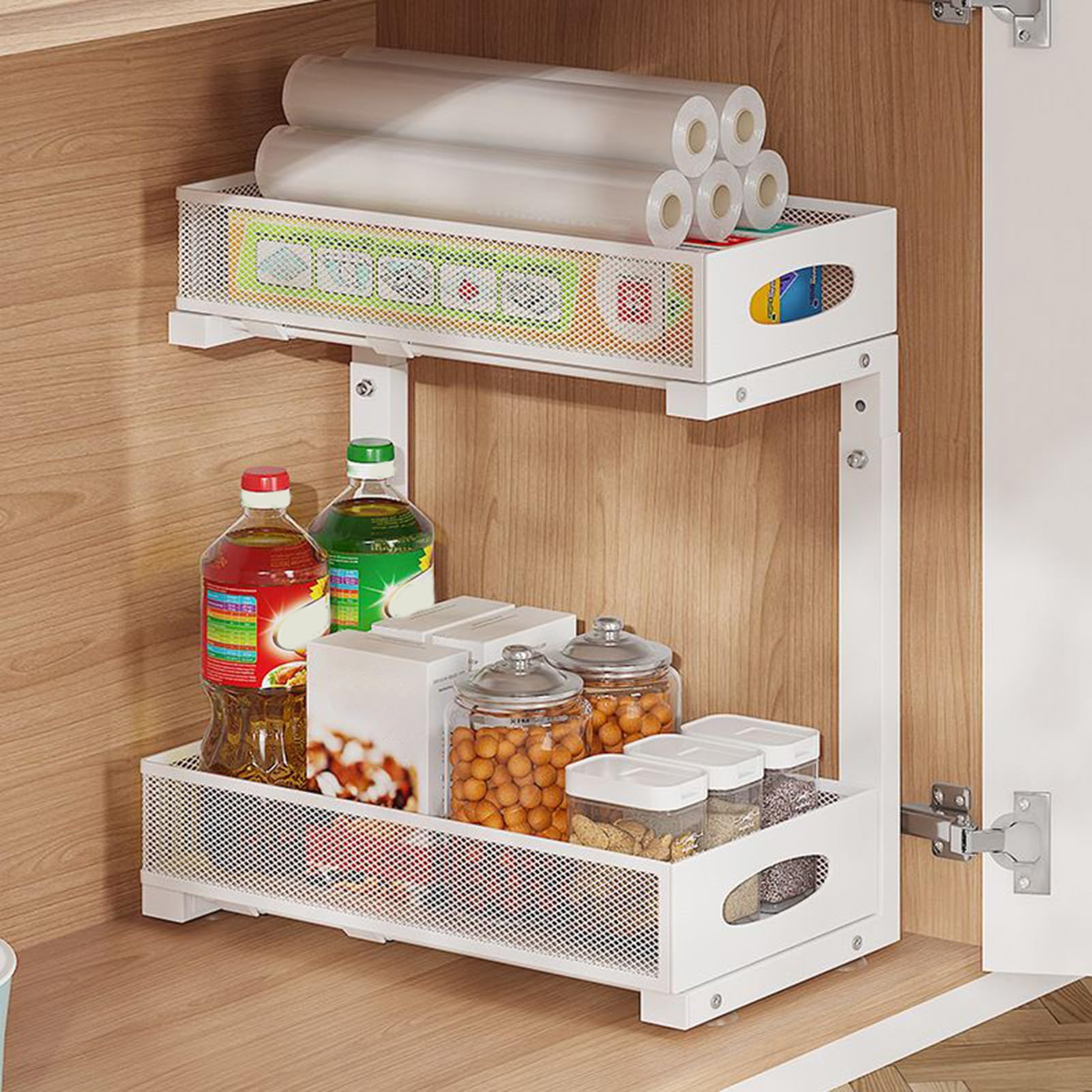 Organizador para Debajo del Lavabo del Baño Organizadores Extraíbles Y | Estante Organizador Ajustable En Altura Para Cocina Armario Hogar Cuarto De Lavado Y Baño
