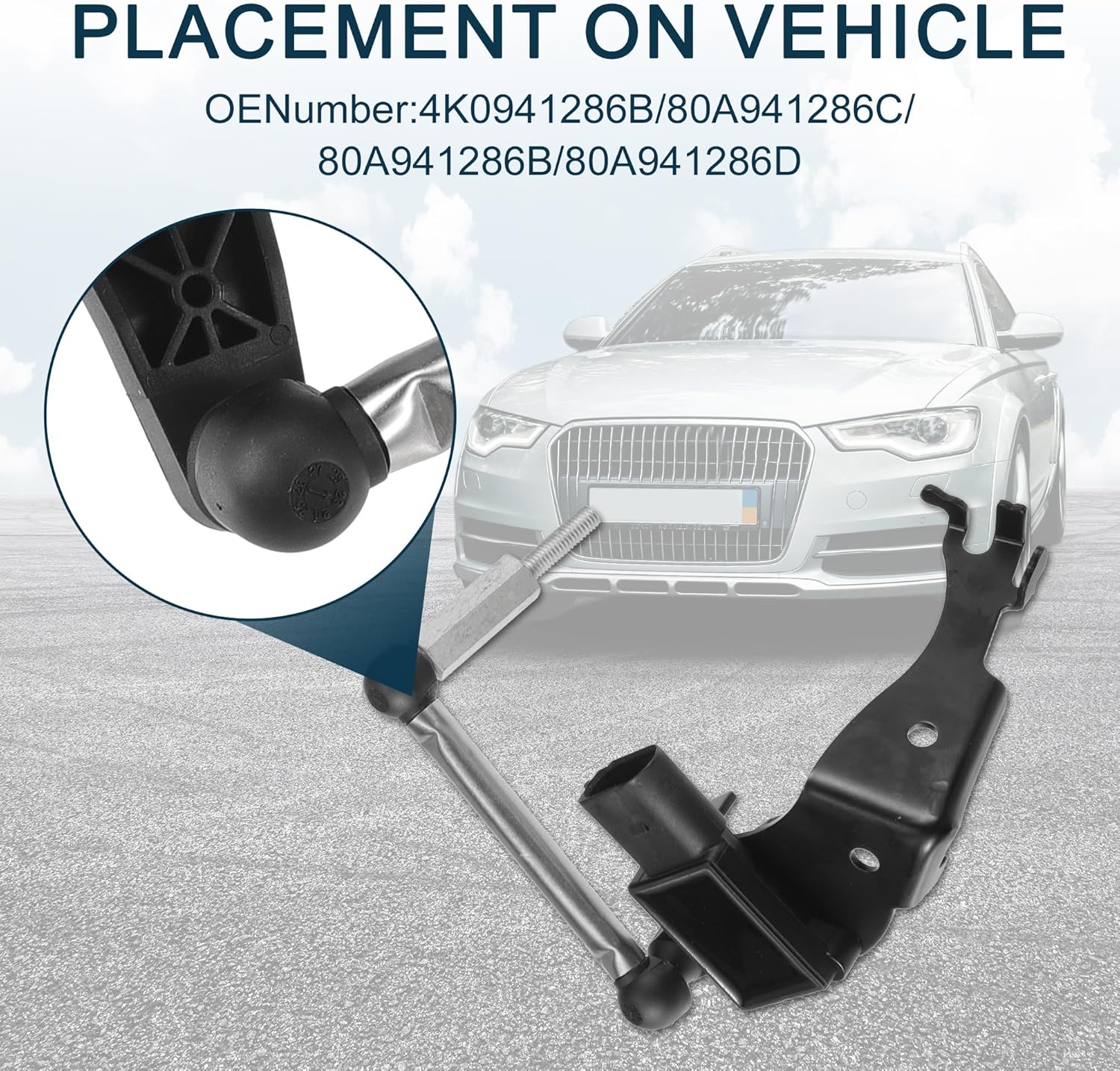 Air Suspension Ride Height Level Sensor for Audi A6 Allroad No.4K0941286B | Front Right Height Level Sensor 1 Pcs