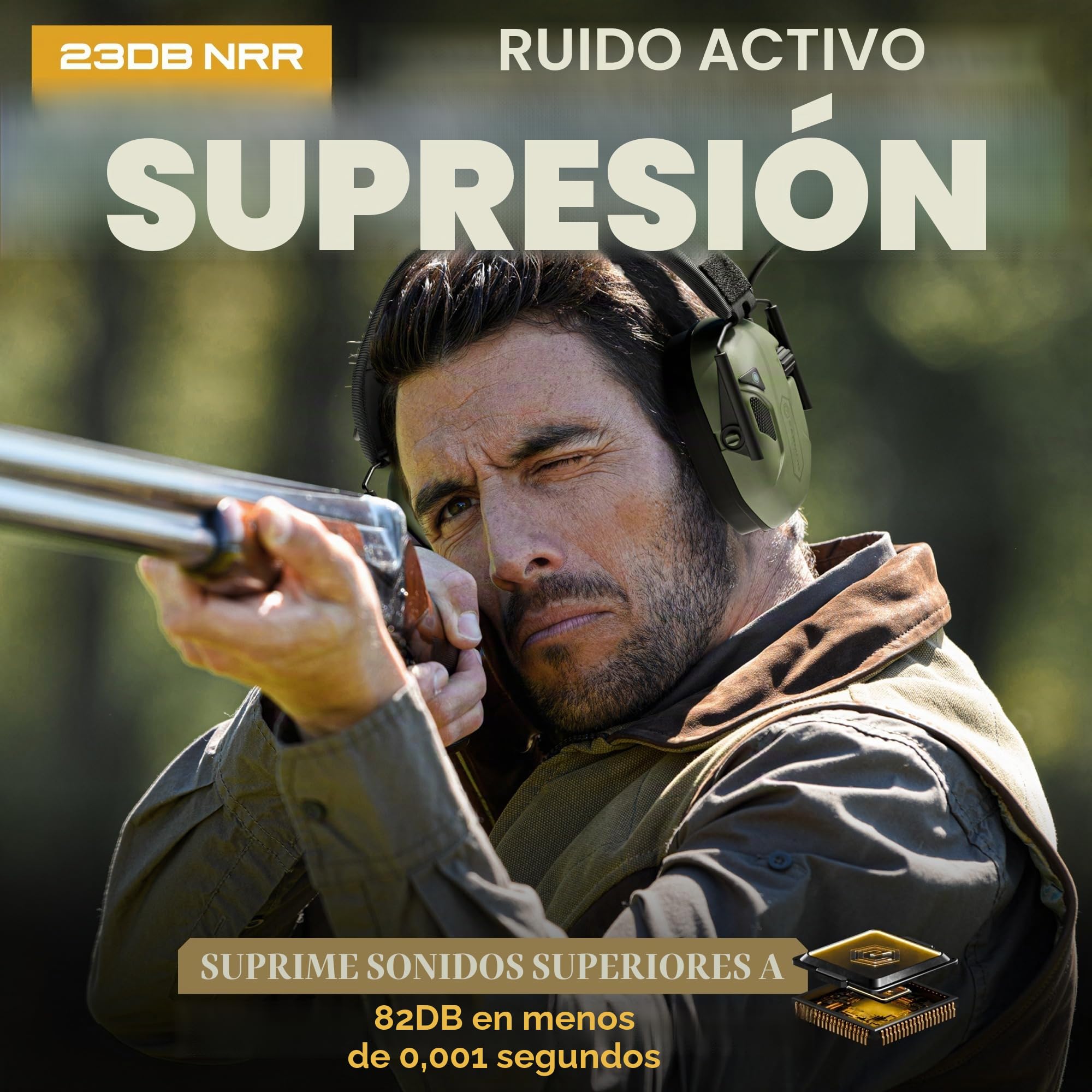 Earmor M300T Protección auditiva electrónica con Bluetooth Disparo orejeras orejeras amortiguación de ruido para tiro de caza valor de aislamiento, SNR 29dB control dinámico de ruido