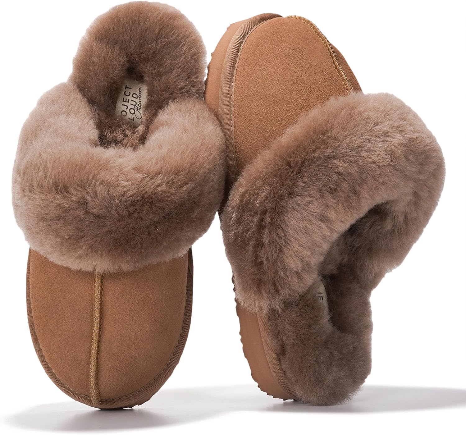 Project Cloud Genuine Leather Slippers for Women Footwear with Genuine Fur Lining Womens Clogs & Mule - Non-Slip Indoor/Outdoor Scuff Womens Slippers with Memory Foam Insole (Henka)