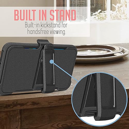 Miniatura 7 de Funda diseñada para OnePlus 1+Nord N200 5G con protector de pantalla integrado, soporte giratorio con clip para cinturón, funda resistente a prueba