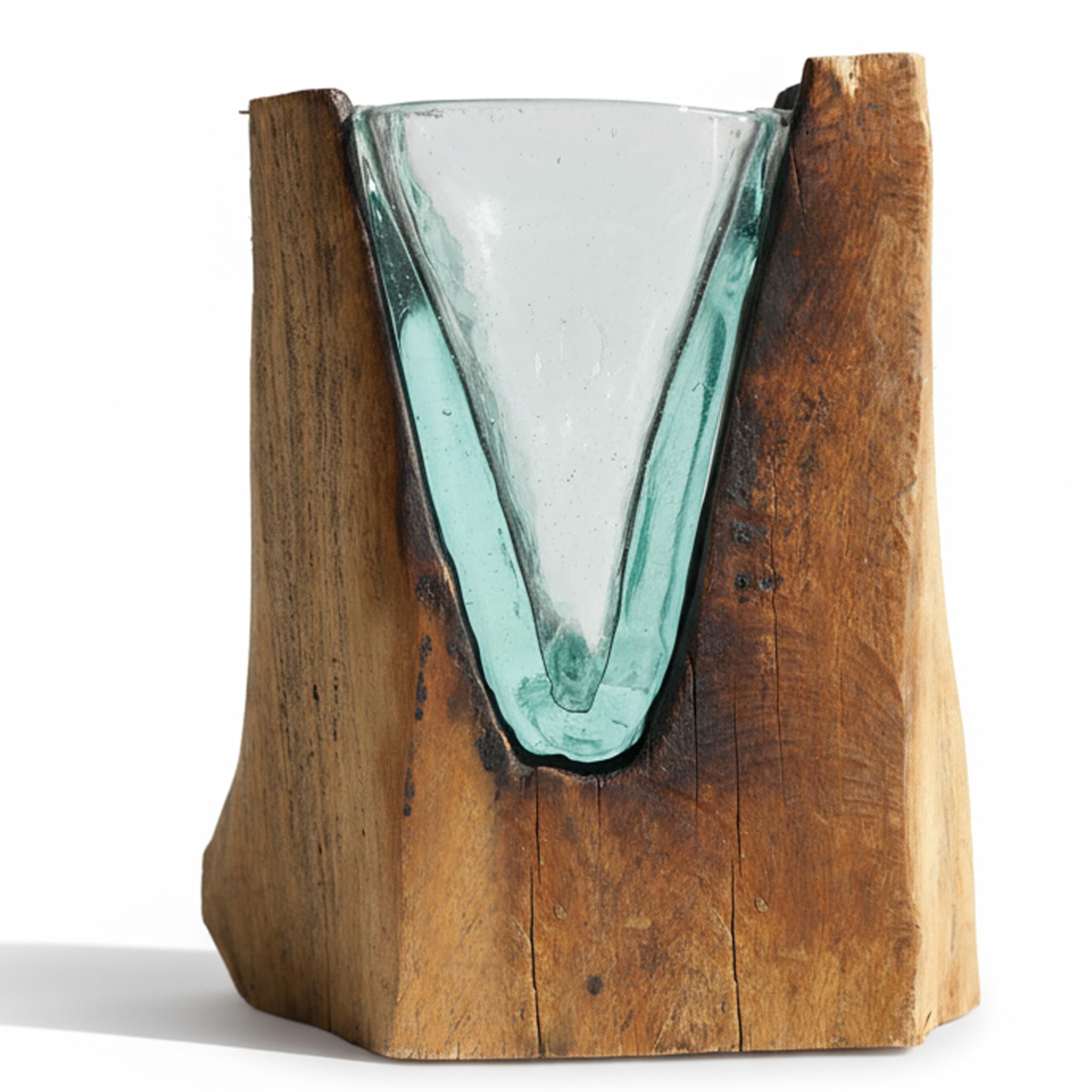 ART-CRAFT Handgefertigte Vase aus nachhaltigem Gamalholz mit