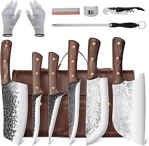 Dragon RIOT Chef Butcher Knife Set for Meat Cutting,Kitchen Knife Set with Roll Bag,12 PCS Japanese Forged Chef Knives Set,Ideal Gift for Men and Women
