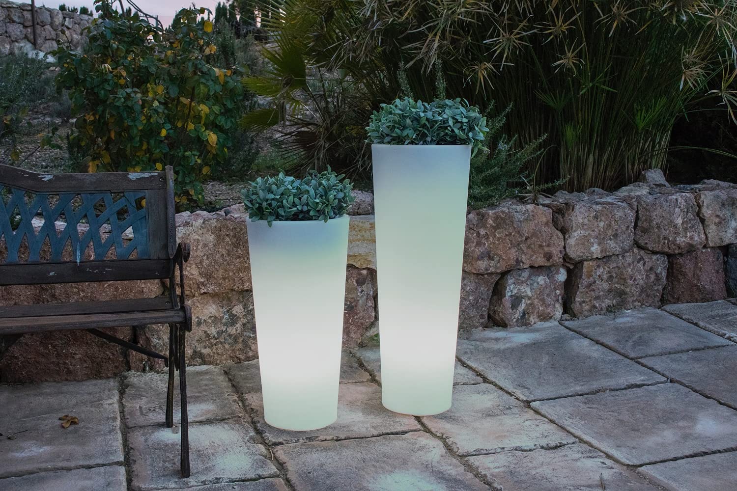 Vaso con luce Led RGBW 60 cm e 80 cm solare e batteria ricaricabile (60 cm batteria)