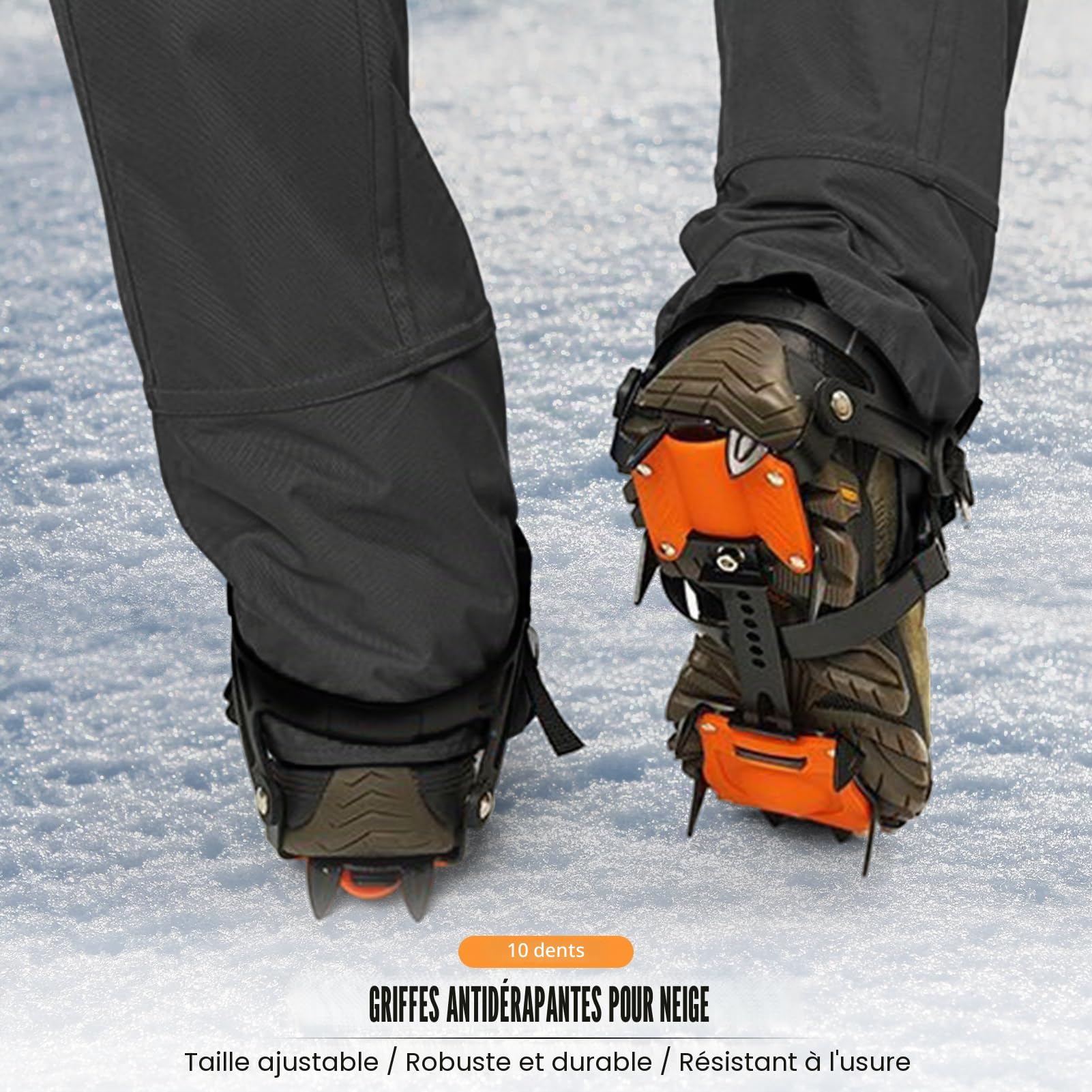 Crampons d'escalade de Glace, Sports de Plein air Portables 10 Crampons de Neige dentés Pince à Glace antidérapante