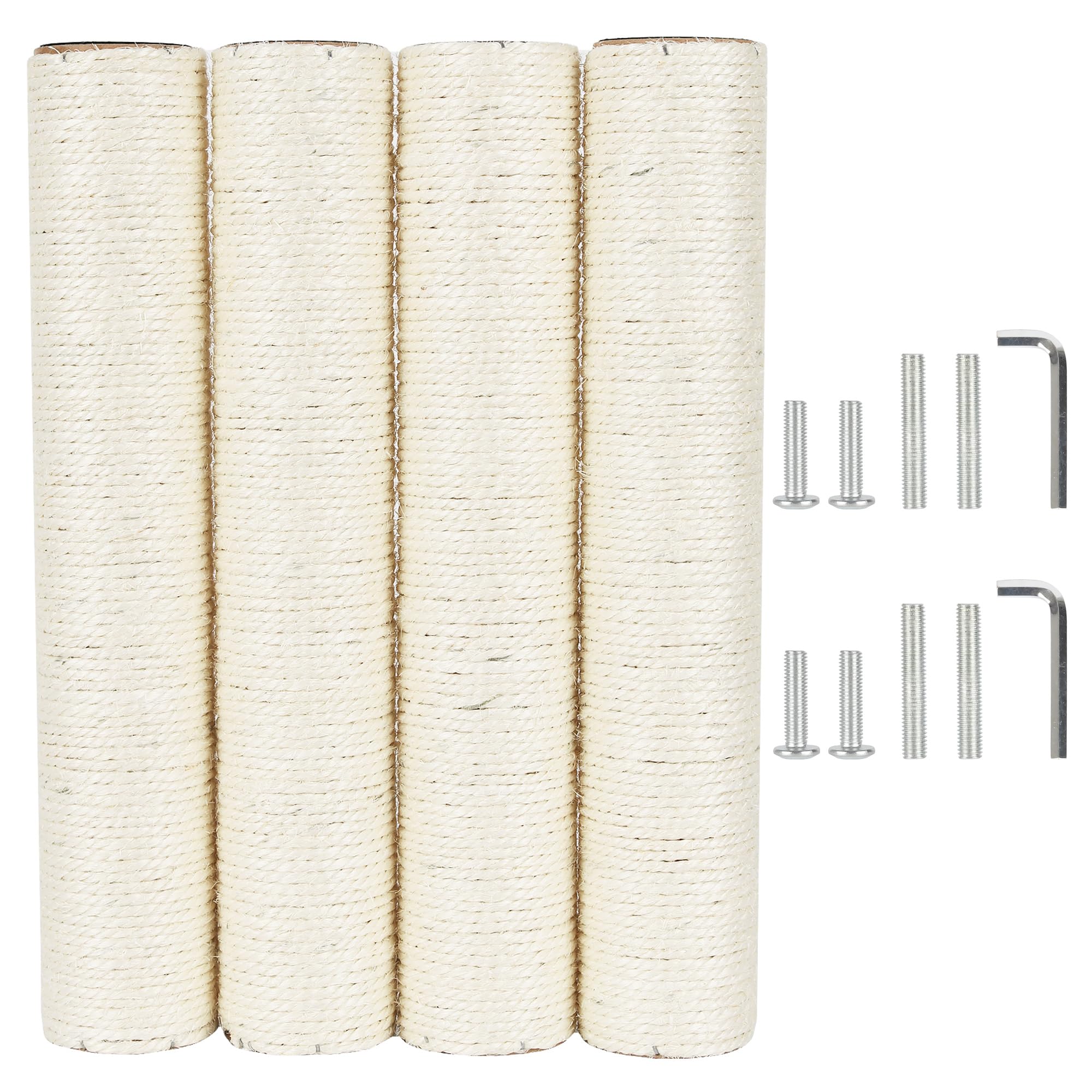 ECCIBOUN 4 PCS 7.4cm 2.91in Diameter Cat Scratching Post Replacement Sisal Pole (40cm/15.75in, M10)