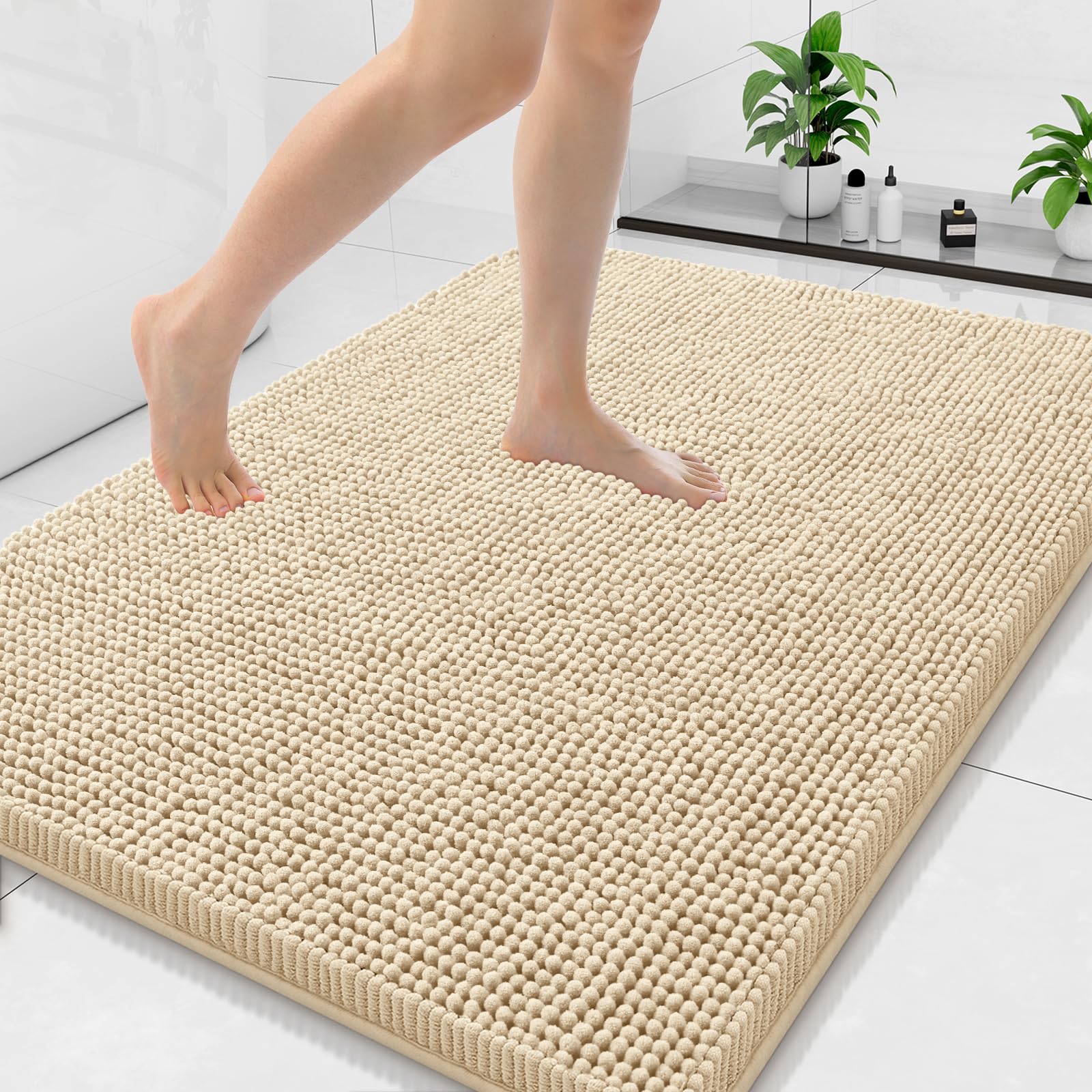 Arotive Bathroom Rugs 40x32 Extra Soft Absorbent Shaggy Chenille Bath Rugs Machine Washable Rubber Backing Non-Slip Bath Mats