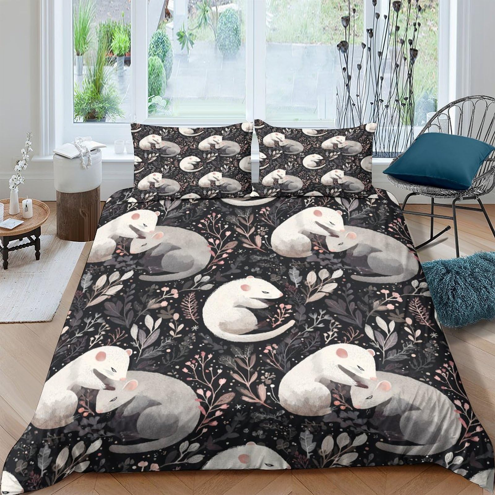 Ctjqhvkz Style-7 3D Printed White Fox Fitted Sheet Microfiber Soft Woodland Animal Mattress Cover For Bedroom Dorm Protection Single（135X200cm）