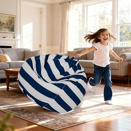 Miniatura 2 de Nobildonna Funda para puf de almacenamiento de animales de peluche, solo para niños y niñas, puf grande sin relleno para organizar juguetes de felpa