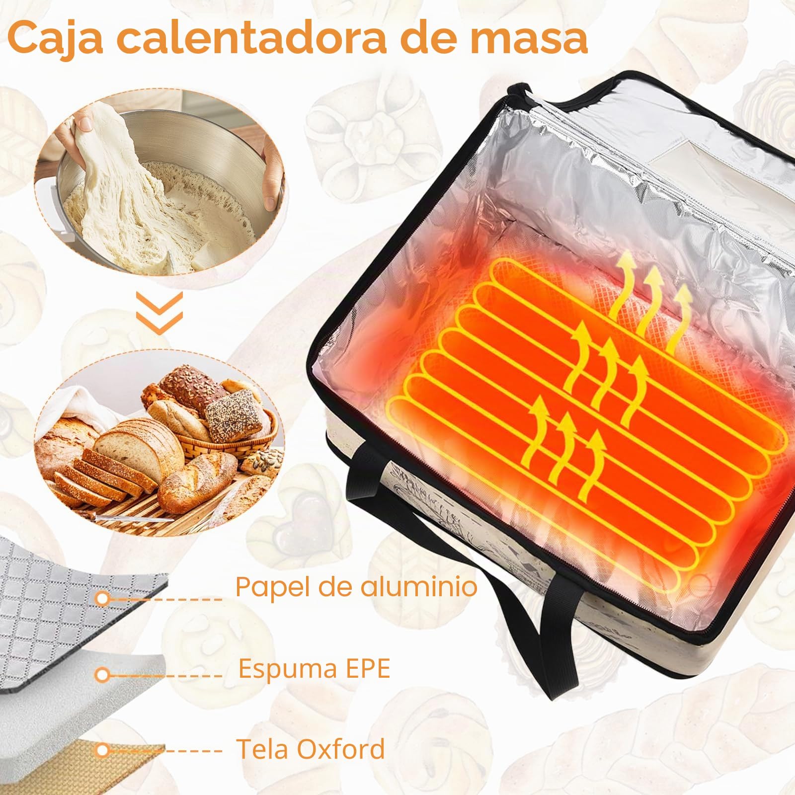 Fermentadora de Pan, Caja de Fermentación para Masa de Pan con Temperatura Ajustable, Temporizador y Calentador para Masa de Pan Casero y Yogur
