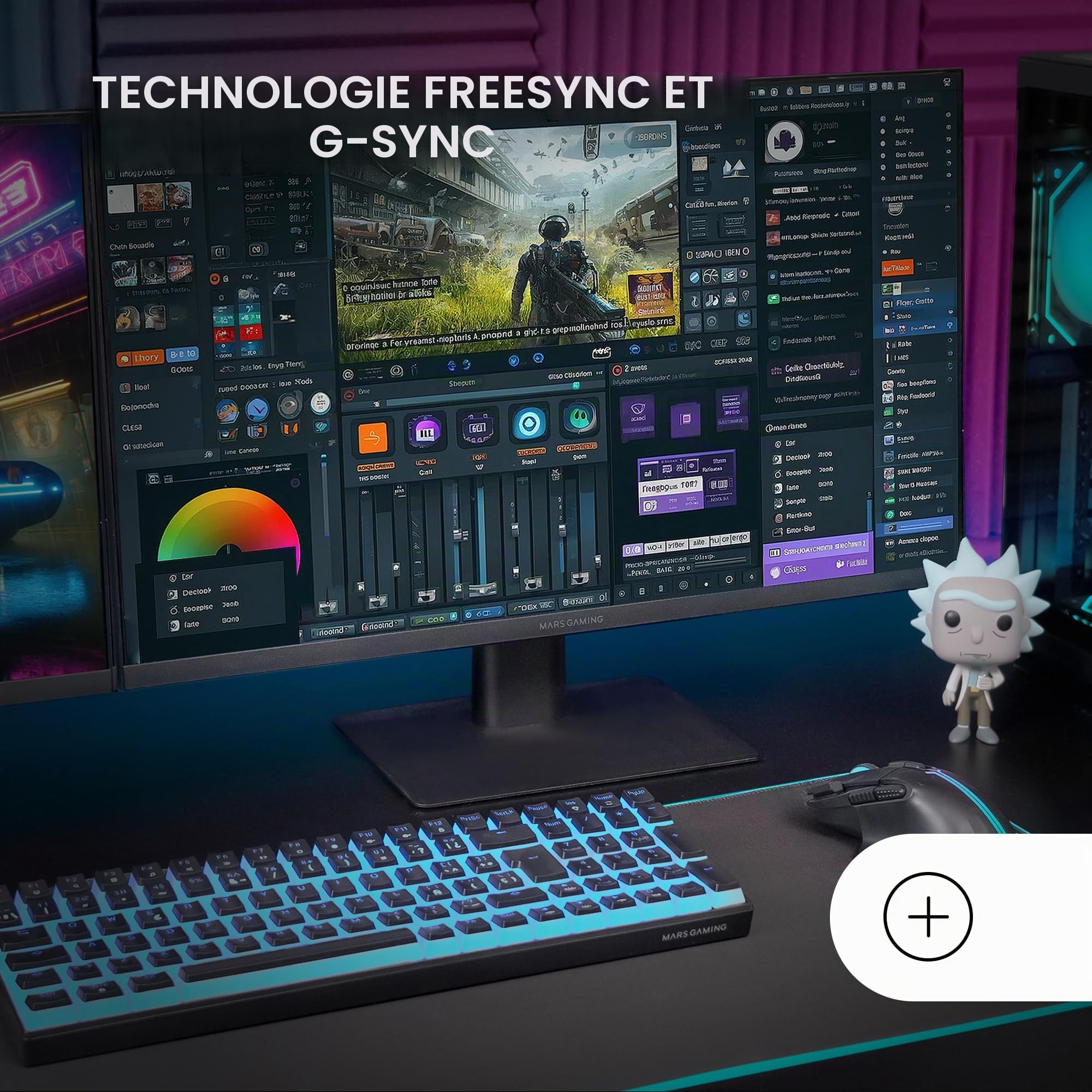 Mars Gaming MV-24, Moniteur 24" IPS FHD 120Hz, HDR10 1ms, FreeSync et G-Sync, Écran PC Enceintes Intégrés, Inclinaison 25°, Low Blue Light et Flicker Free, HDMI + DisplayPort + Jack 3.5mm, Noir